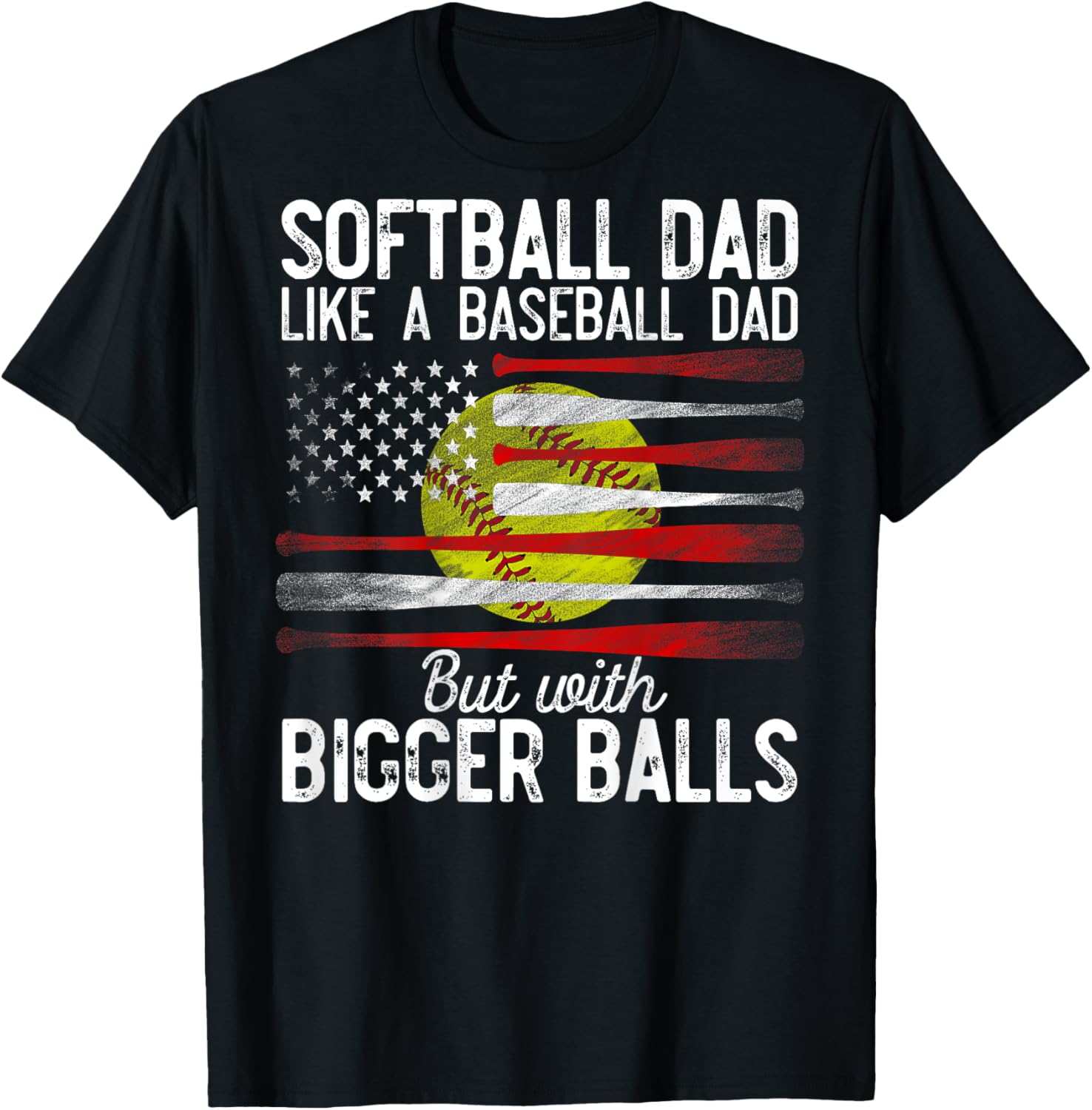 Softball Dad Like A Baseball Dad Definition On Back T-Shirt - T-Shirt | Black