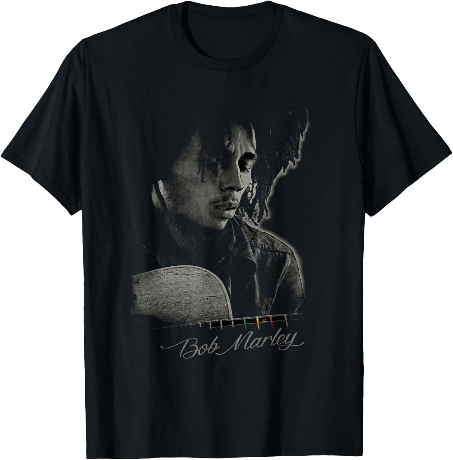 Bob Marley Catch A Fire Guitar Small T-Shirt - T-Shirt | Black