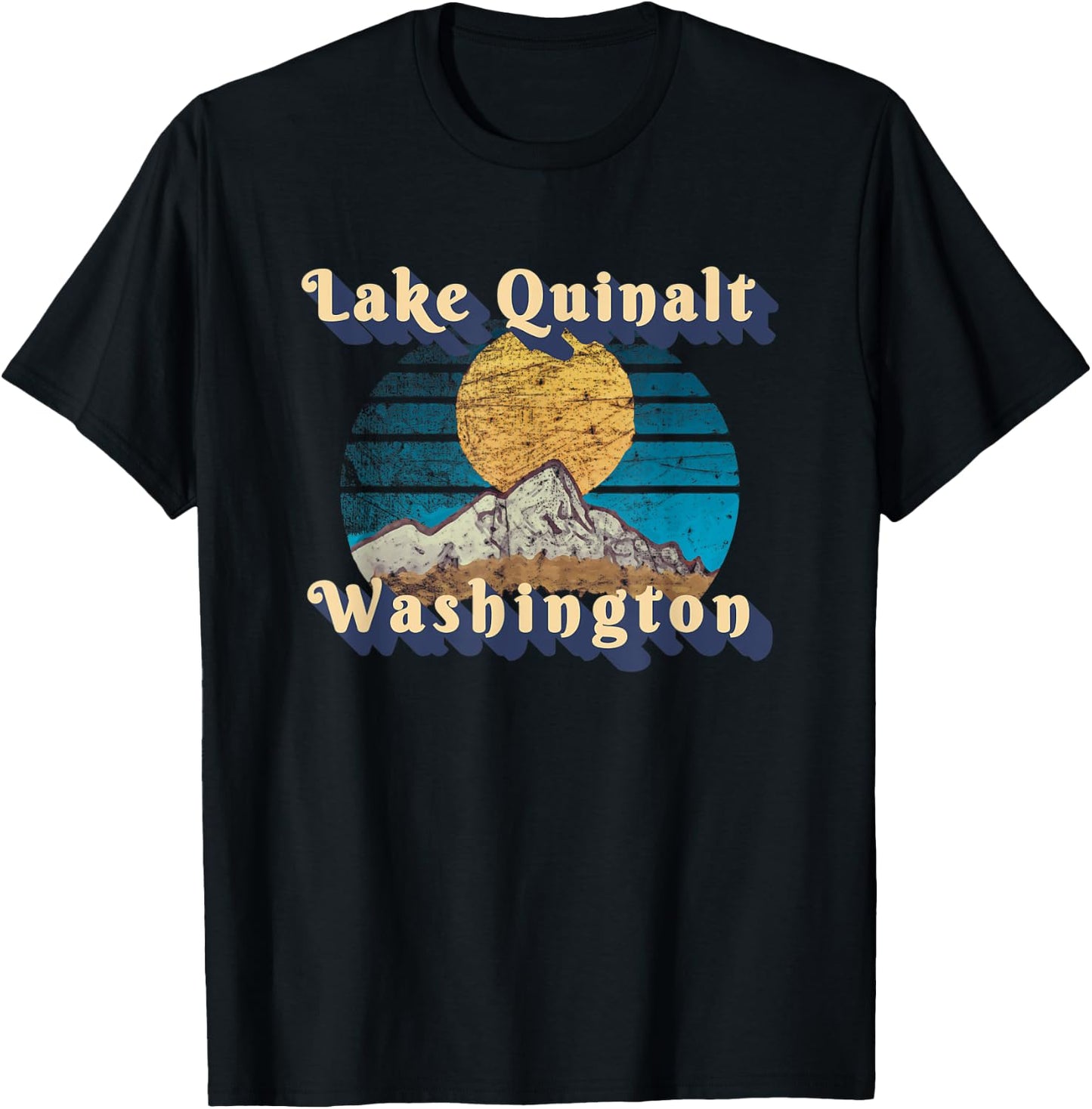 Sunset Scenery Lake Quinalt Washington T-Shirt - T-Shirt | Black