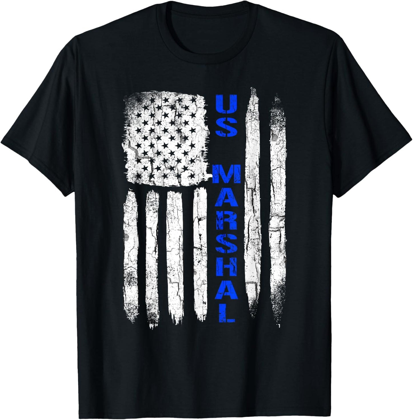 Thin Blue Line Flag American U.S. Marshal Shirt T-Shirt - T-Shirt | Black