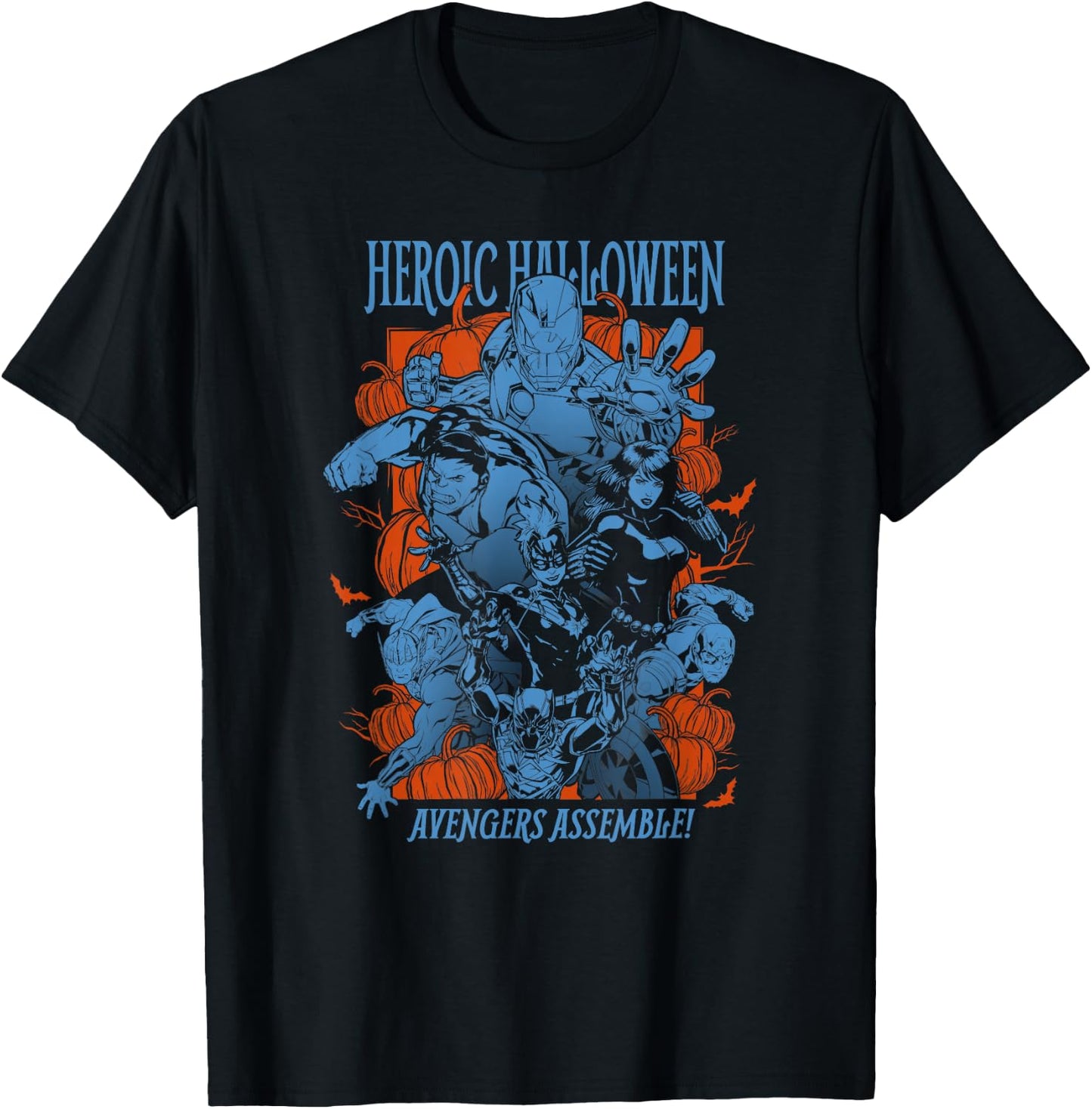 Marvel Avengers Classic Halloween Heroes Assemble! T-Shirt - T-Shirt | Black