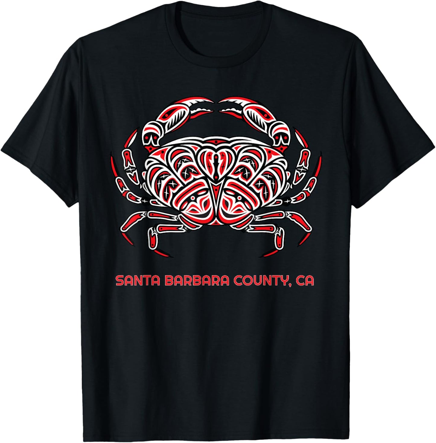 Santa Barbara County CA Dungeness Crab Native American T-Shirt - T-Shirt | Black