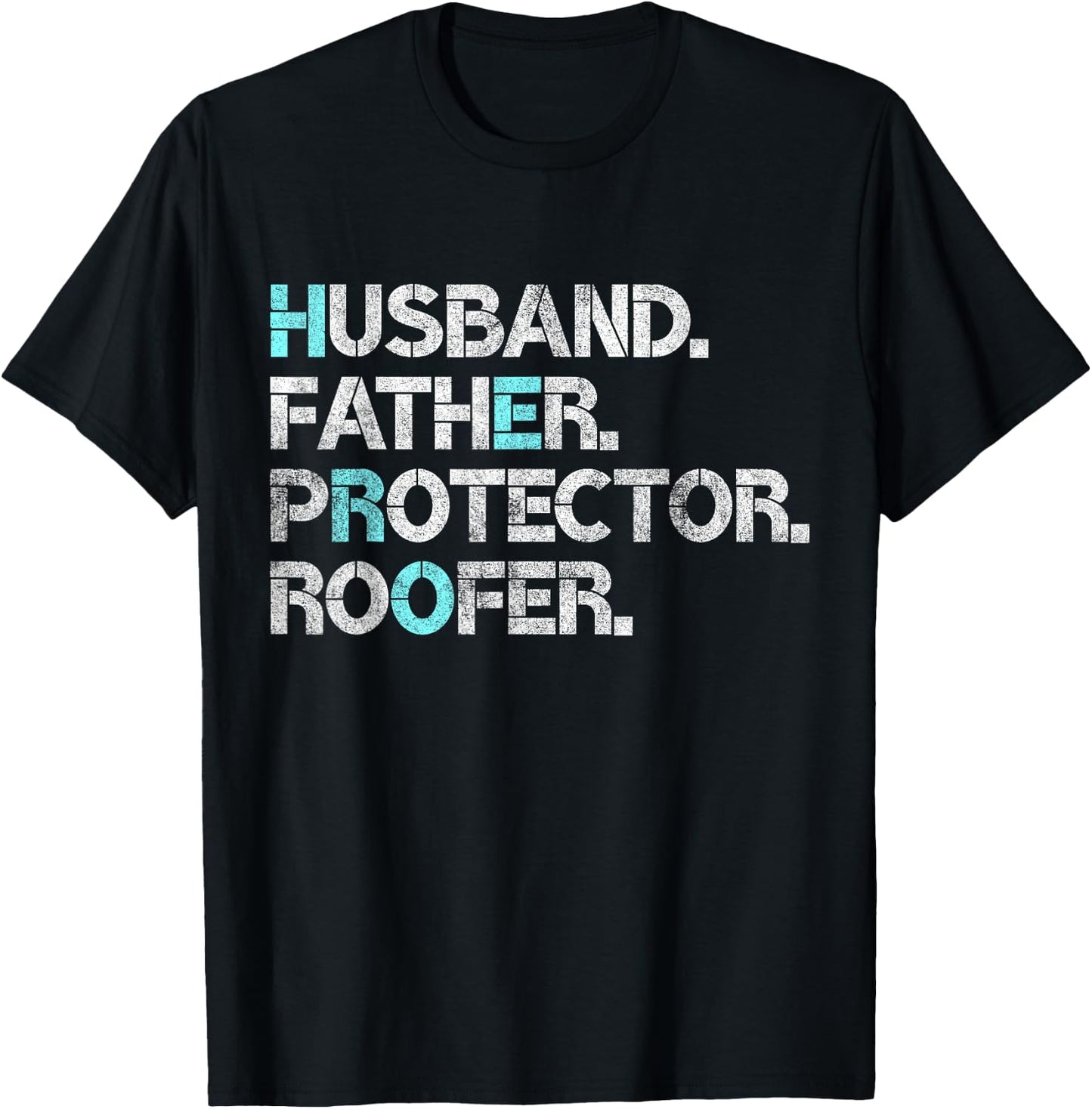 Husband Father Protector Roofer Gift Roofing Contractor Dad T-Shirt - T-Shirt | Black