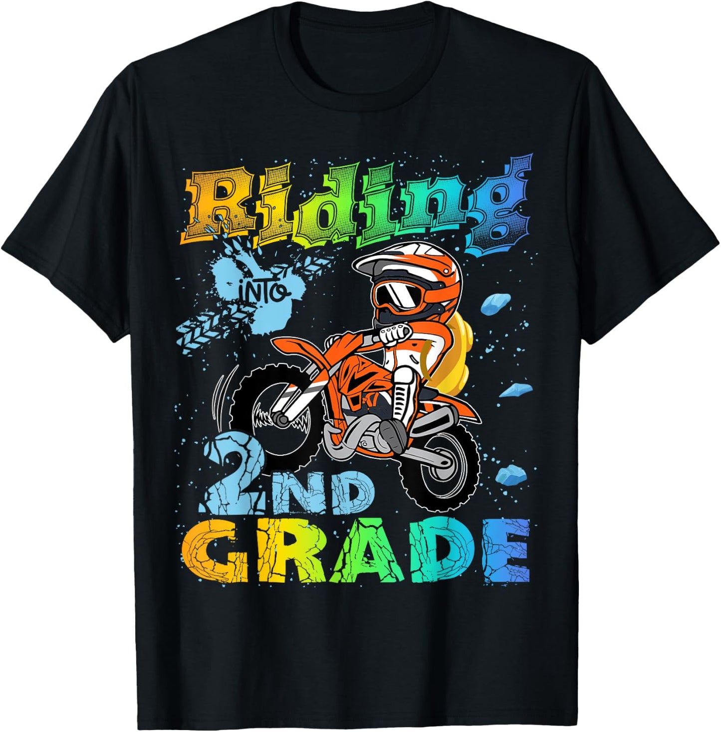 Riding Into 2nd Grade Dirt Bike Backpack For Boys Girls T-Shirt - T-Shirt | Black