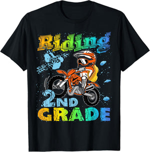 Riding Into 2nd Grade Dirt Bike Backpack For Boys Girls T-Shirt - T-Shirt | Black