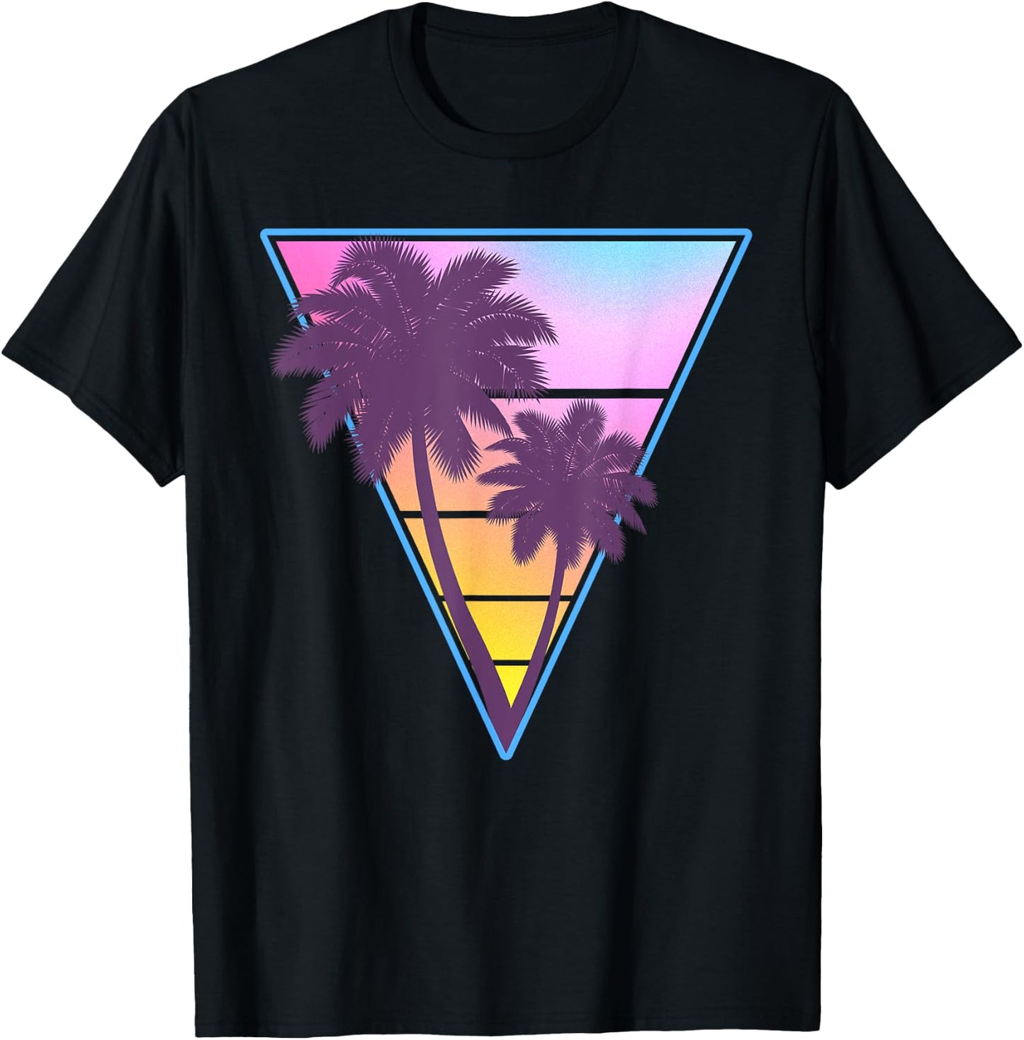 Vaporwave Aesthetic Sunset 1990s 1980s Retro Palm Tree Beach Men Women Kids T-Shirt - T-Shirt | Black