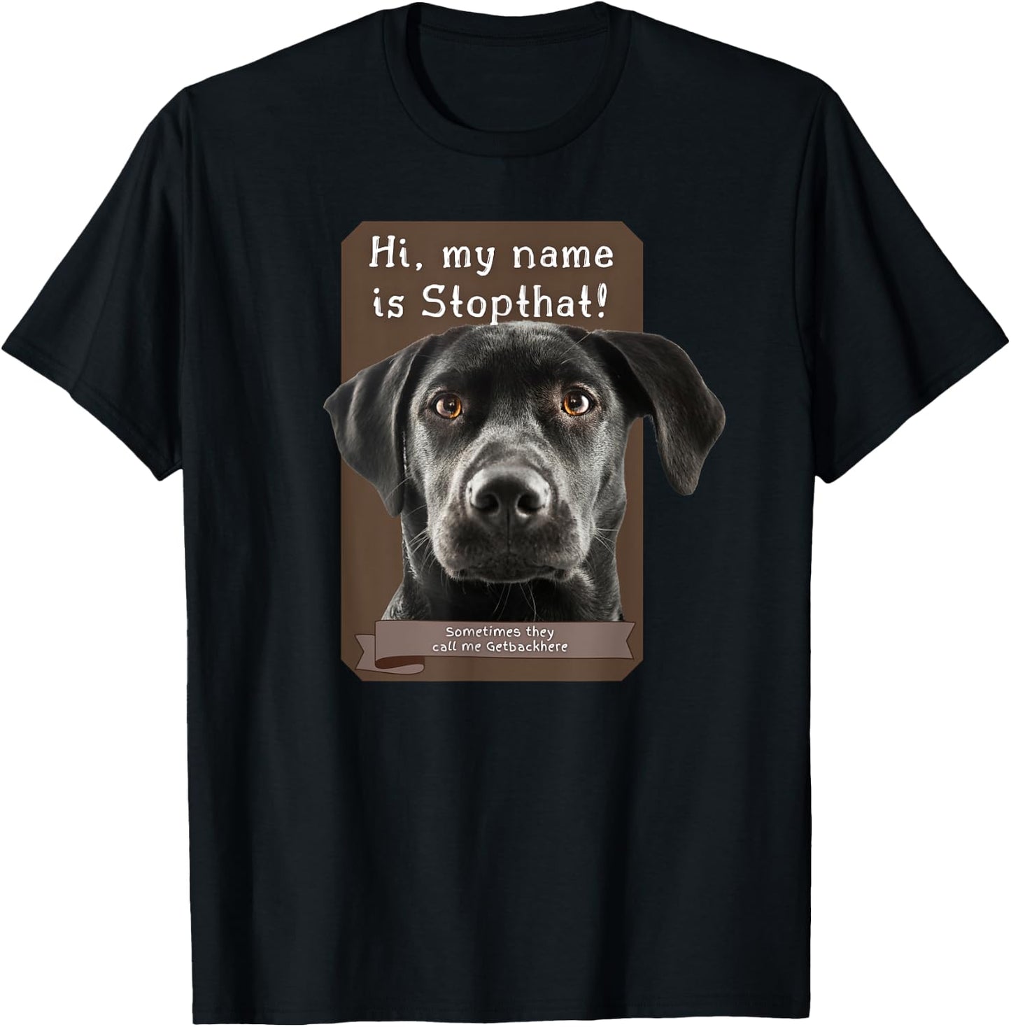 My Name Is Stopthat Funny Hyper Black Lab Labrador Dog Owner T-Shirt - T-Shirt | Black