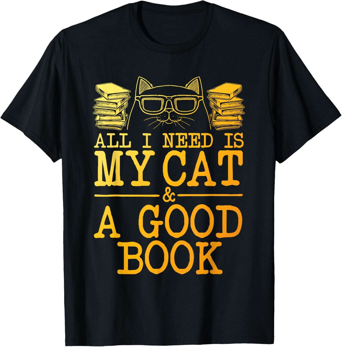 Cat & Book Art Women Cat Librarian Novel Book Lover T-Shirt - T-Shirt | Black