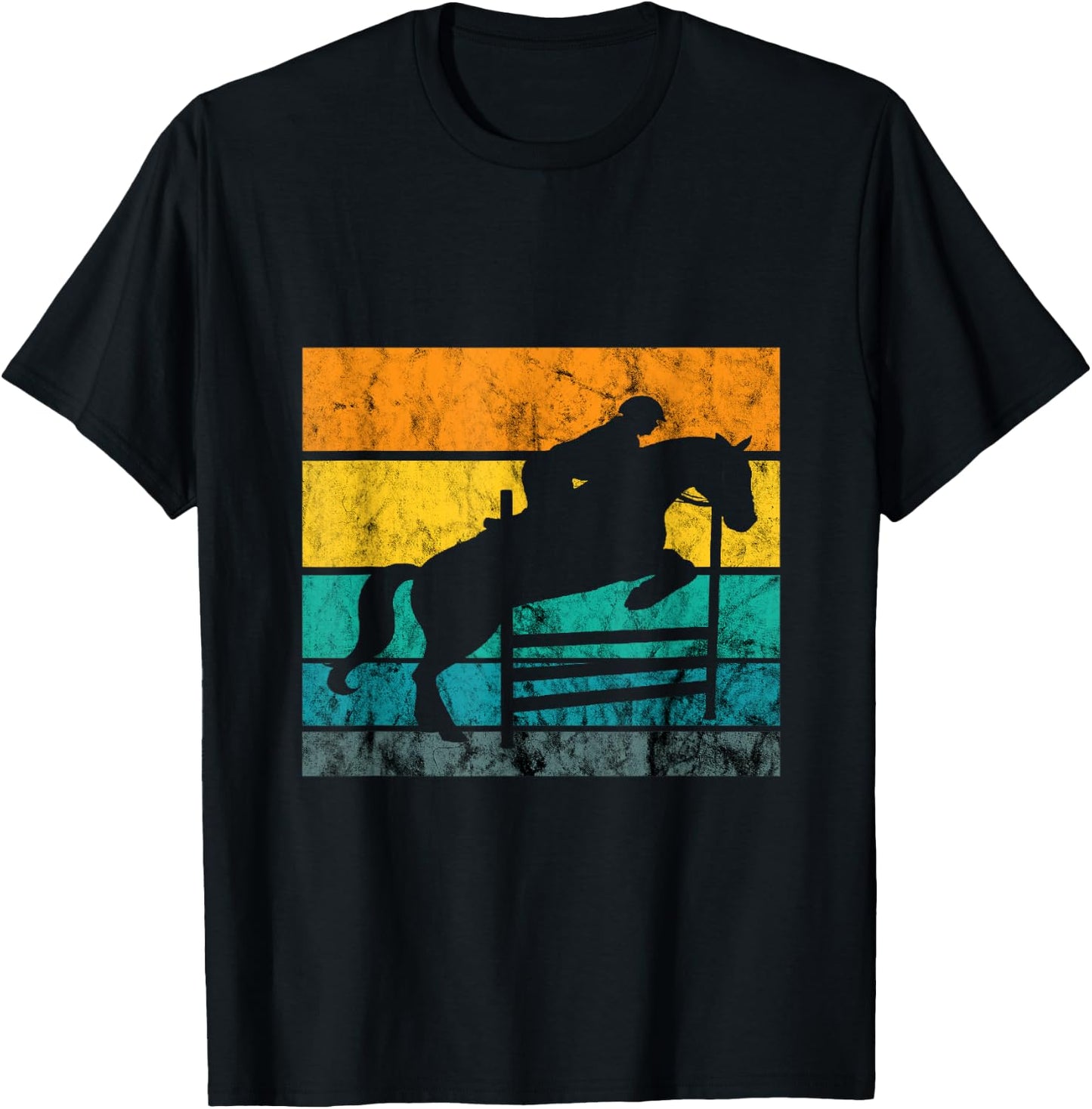 Show Jumping Retro Vintage Equestrian Rider Horseback Riding T-Shirt - T-Shirt | Black