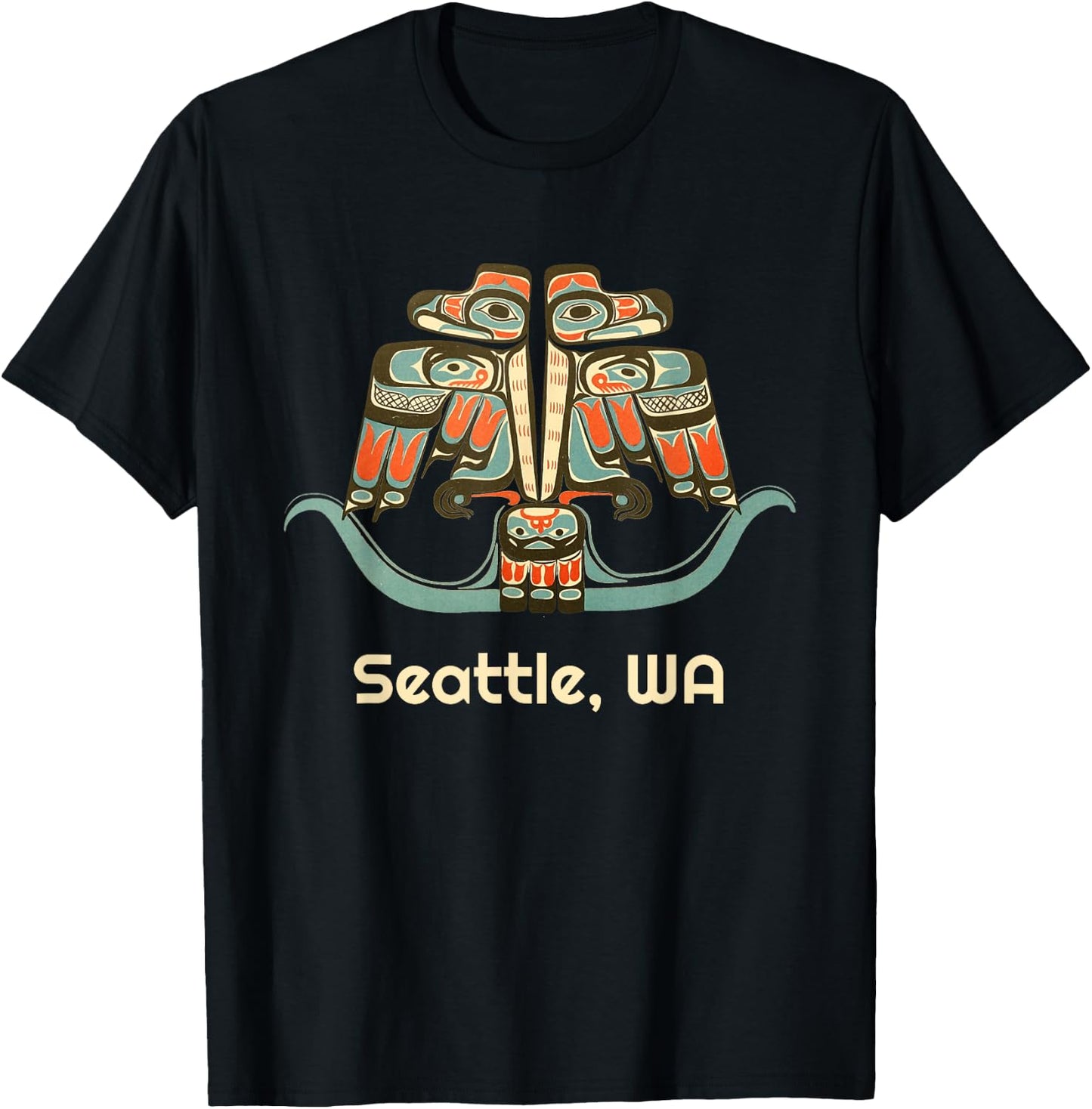 Seattle Washington Thunderbird NW Native Indian American Art T-Shirt - T-Shirt | Black