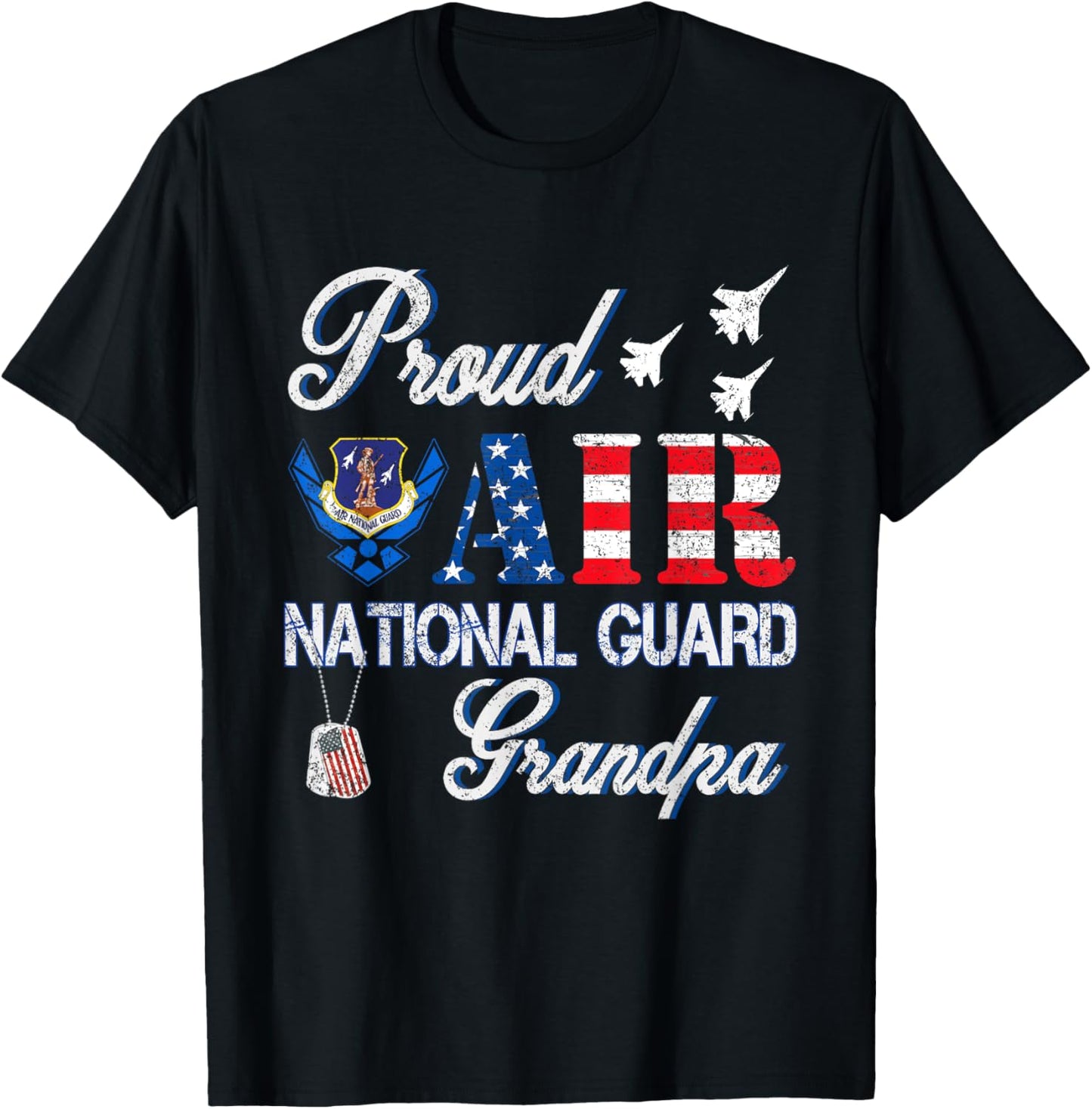 Proud Air National Guard Grandpa Air Force Veterans Day T-Shirt - T-Shirt | Black