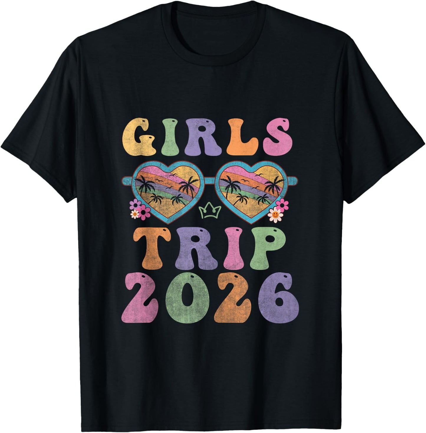 Girl's Trip 2026 Sisters Trip Summer Vacay Lover Road Trip T-Shirt - T-Shirt | Black