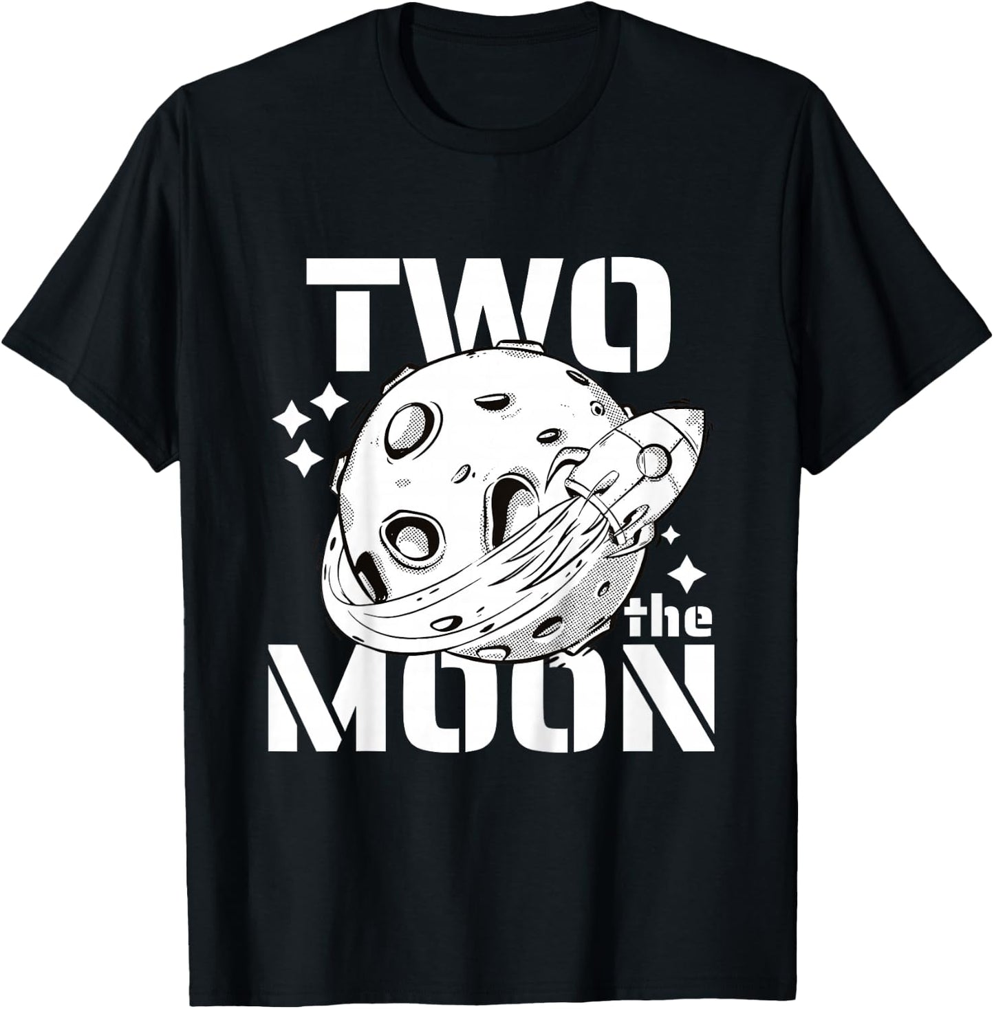 Kids Two The Moon 2 Year Old Birthday Boy Space Astronaut Bday T-Shirt - T-Shirt | Black