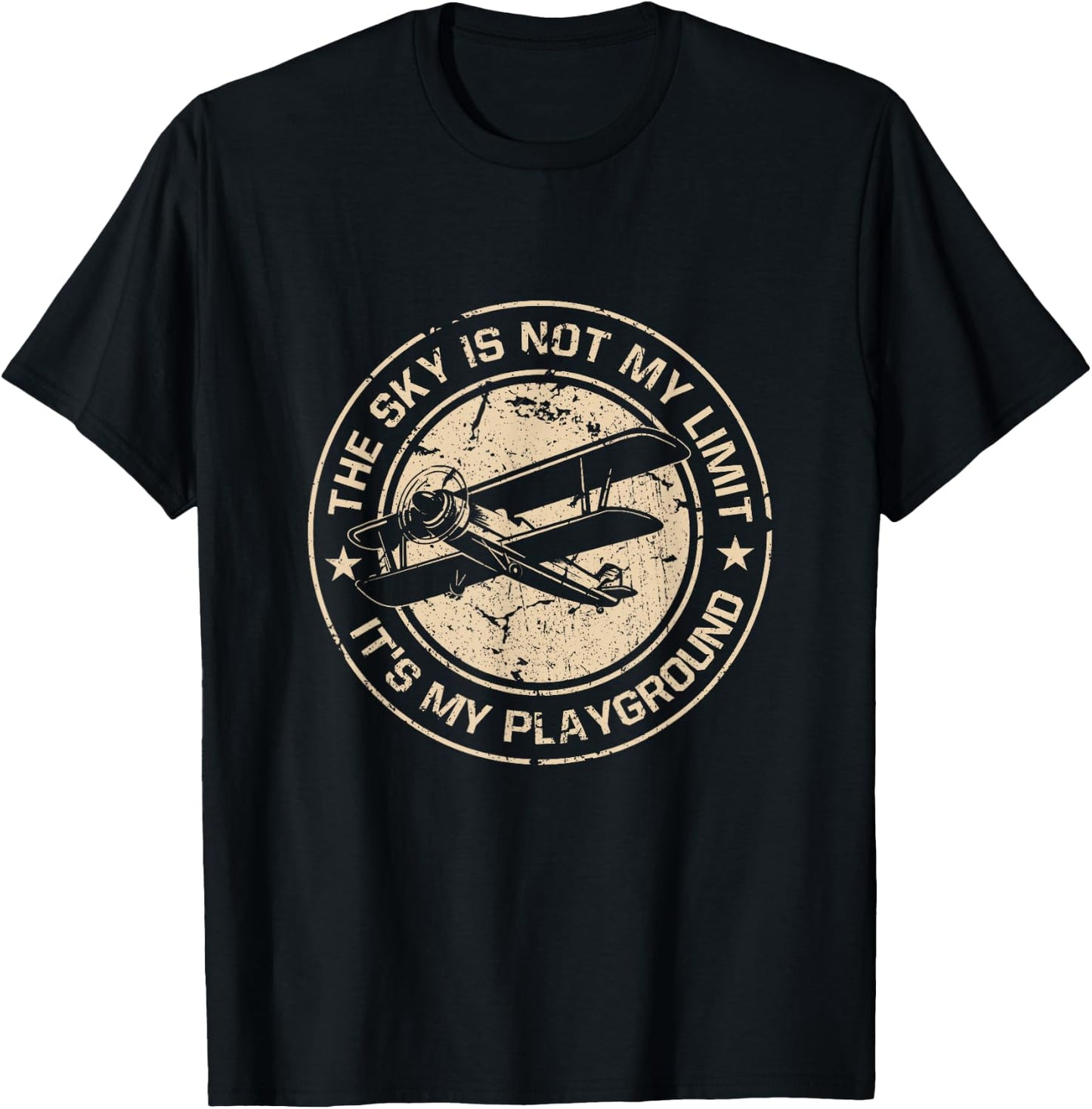 Aeroplane Pilot Sky Is Not My Limit It's My Playground T-Shirt - T-Shirt | Black