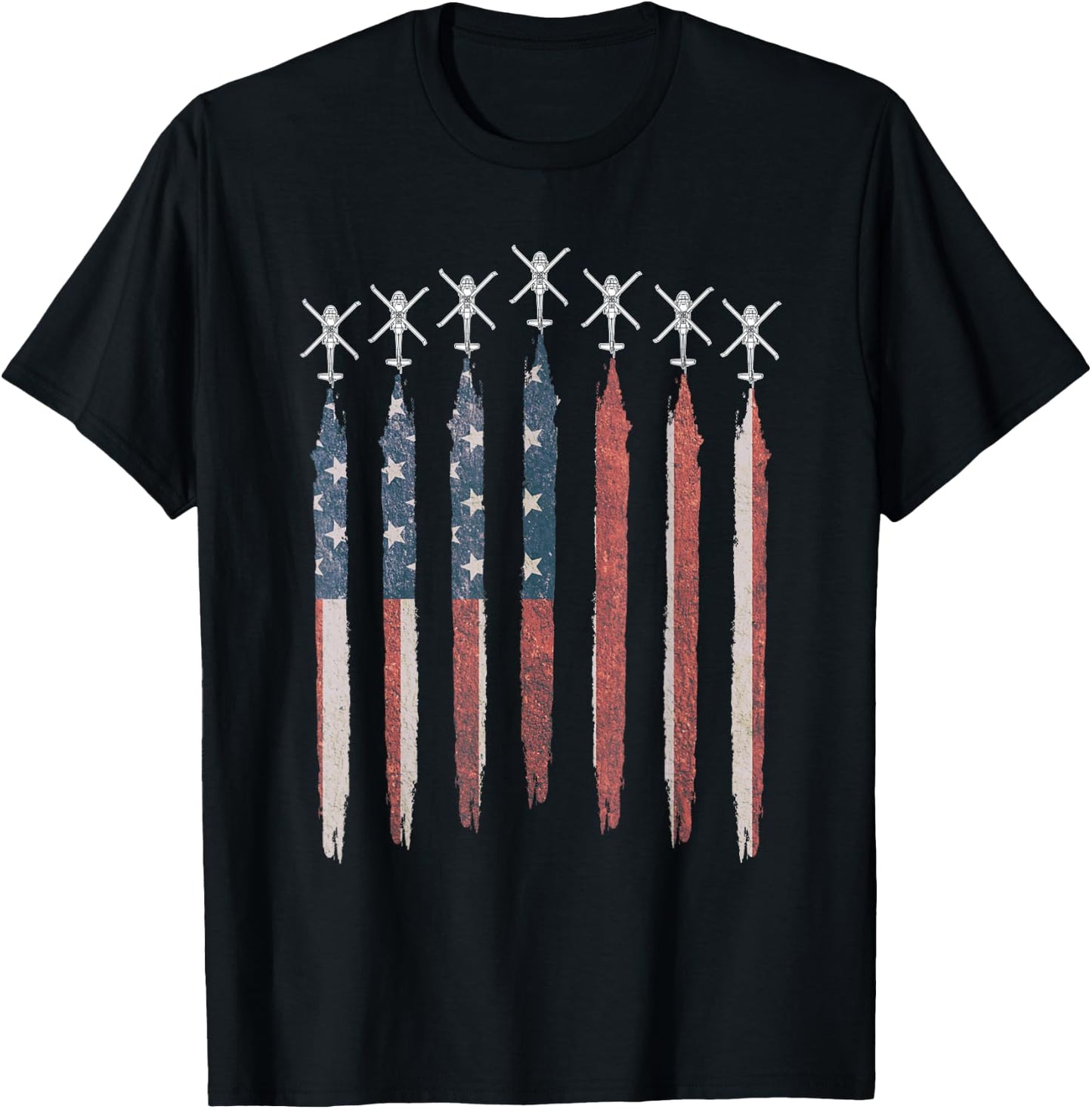 Blackhawk Helicopter American Flag Contrails UH60 Blackhawk Women Men T-Shirt - T-Shirt | Black