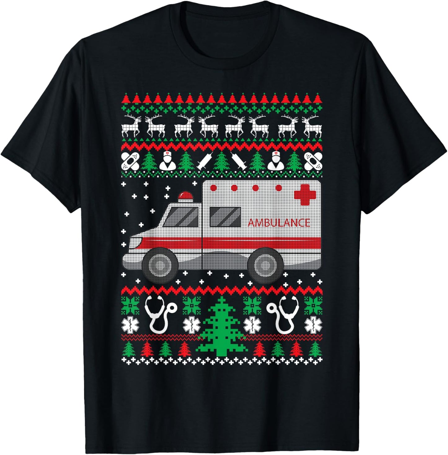 Sanitäter Geschenke Paramedic Gifts EMT EMS Ugly Christmas Funny Holiday T-Shirt - T-Shirt | Black