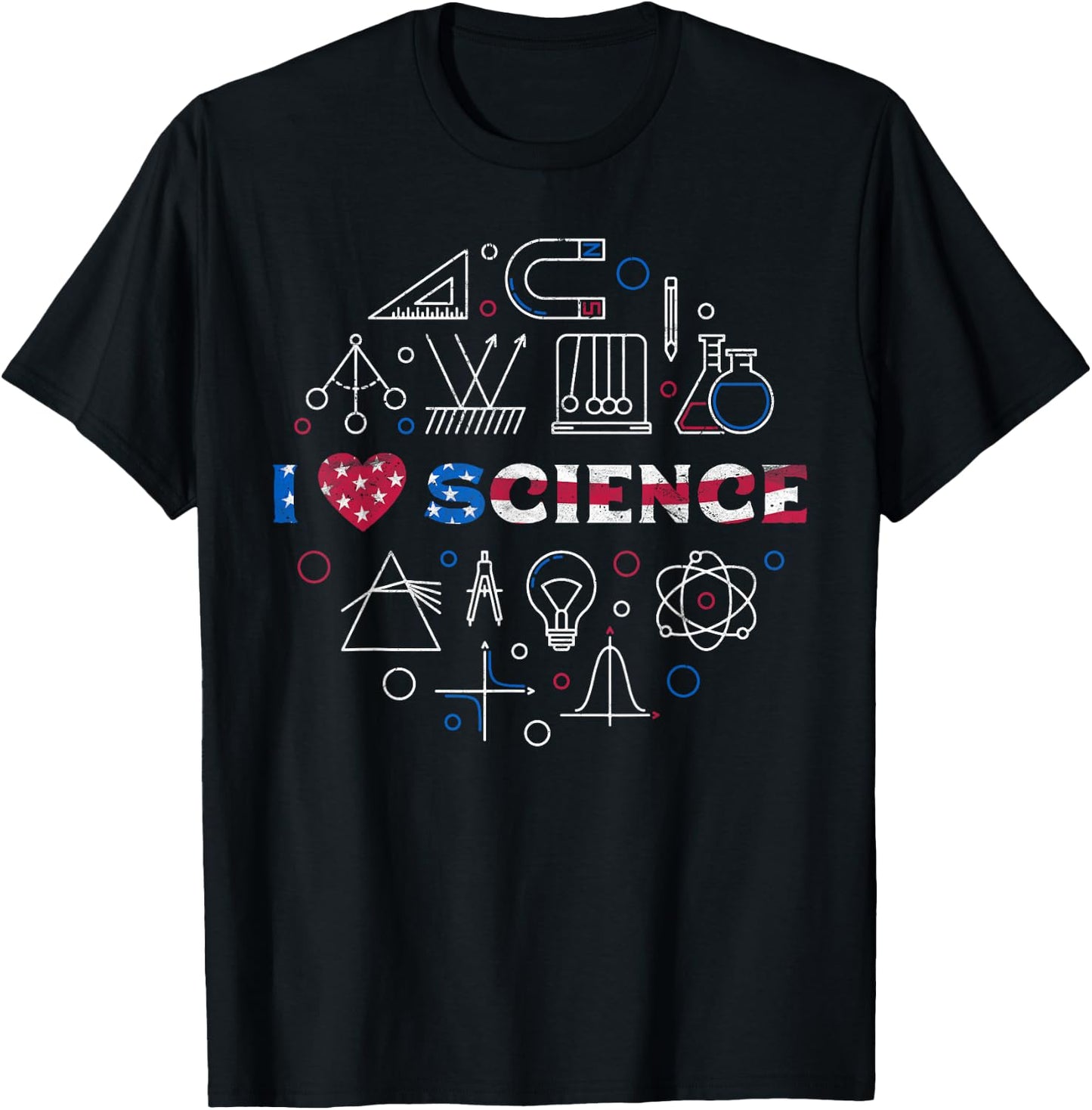 I Love Science - American Flag for Science and USA Lovers T-Shirt - T-Shirt | Black