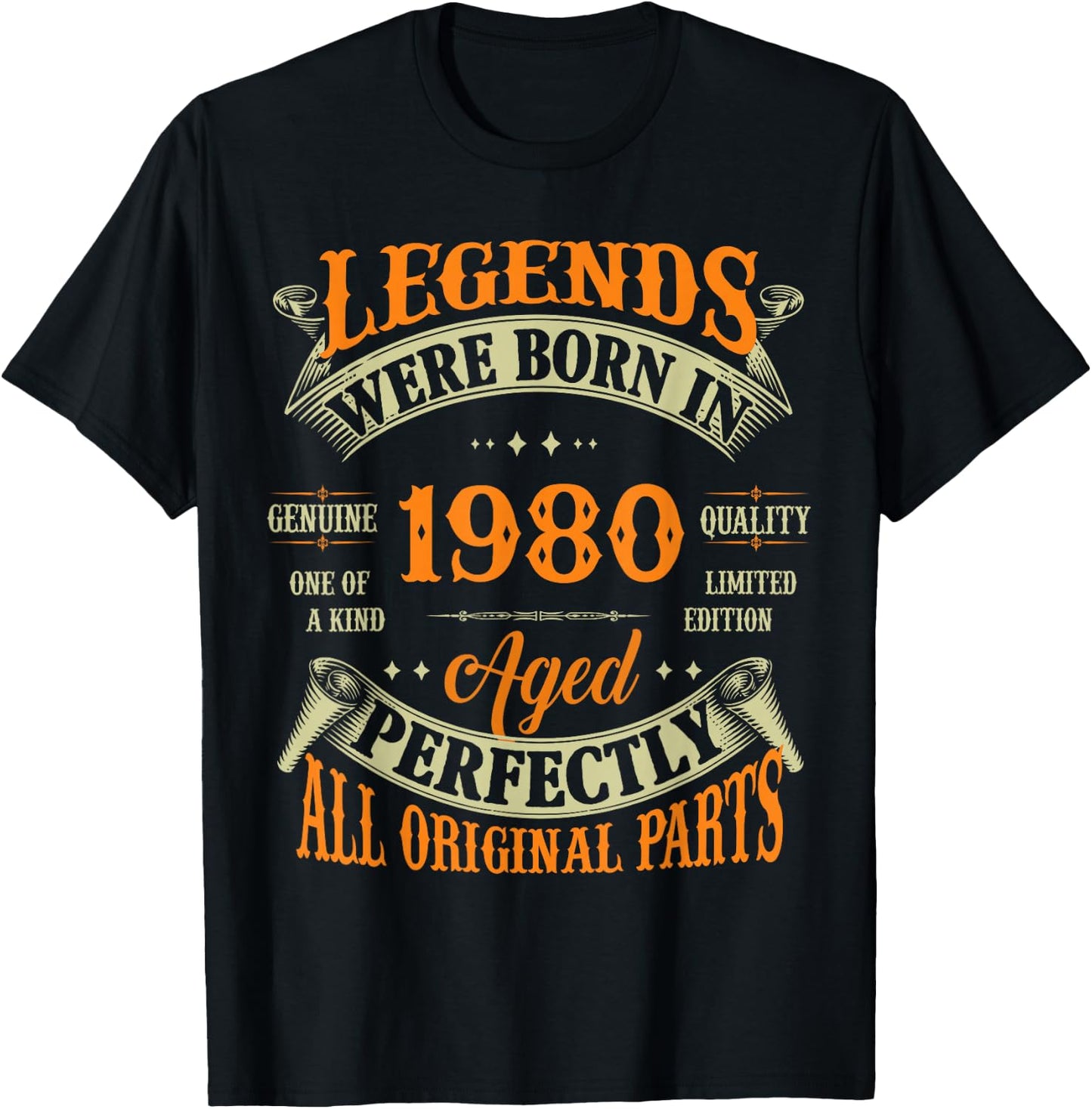 45th Birthday Vintage Legends Born in 1980 45 Years Old T-Shirt - T-Shirt | Black