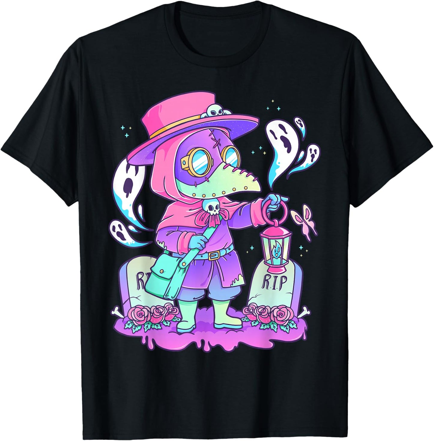Pastel Goth Cute Creepy Plague Doctor Kawaii Menhera Wiccan Small T-Shirt - T-Shirt | Black