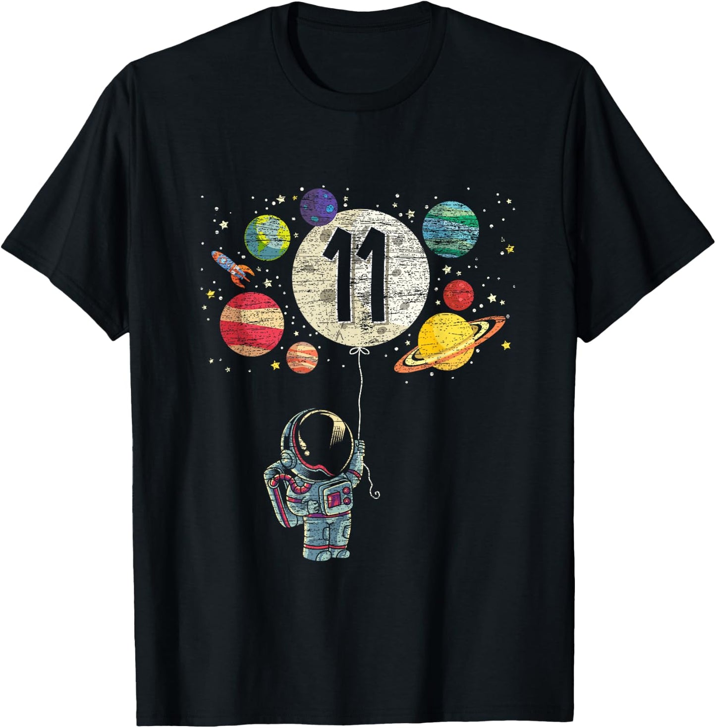 11 Years Old Birthday Boy Gifts Astronaut 11th Birthday T-Shirt - T-Shirt | Black