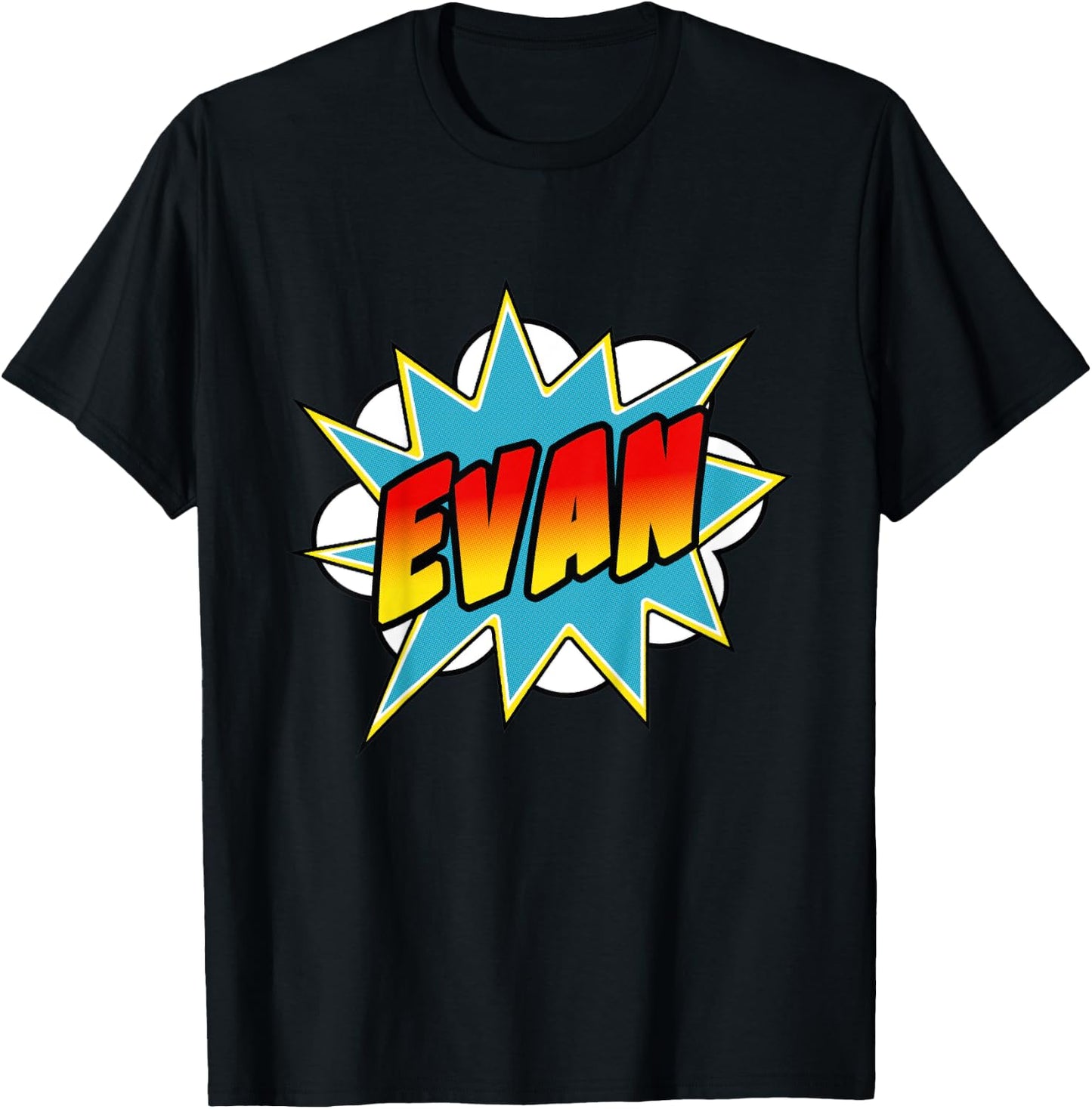 Kids Boys Evan Comic Book Superhero Name T-Shirt - T-Shirt | Black