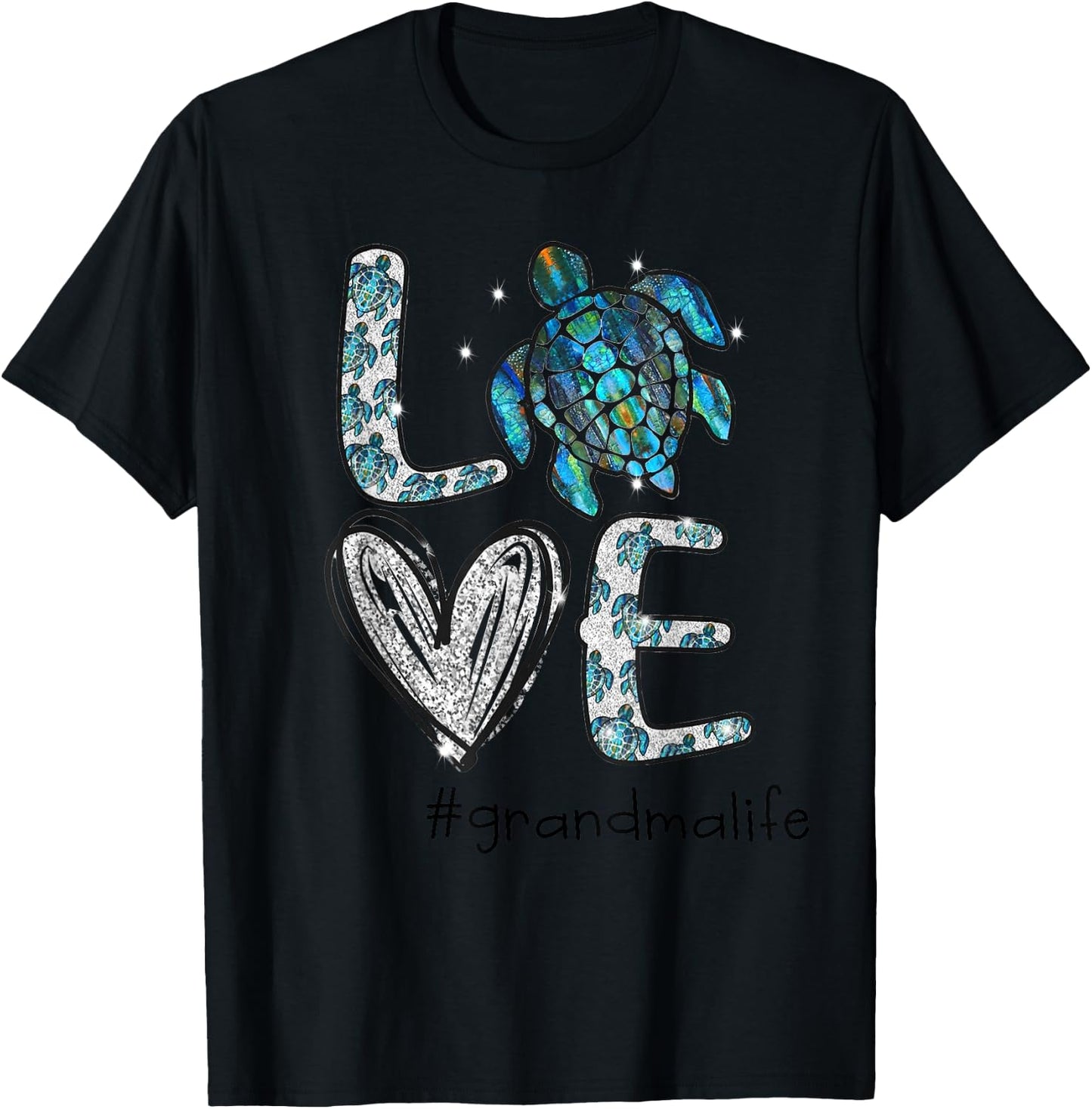 Grandma Turtle - Love Grandma Life Sea Turtle T-Shirt - T-Shirt | Black