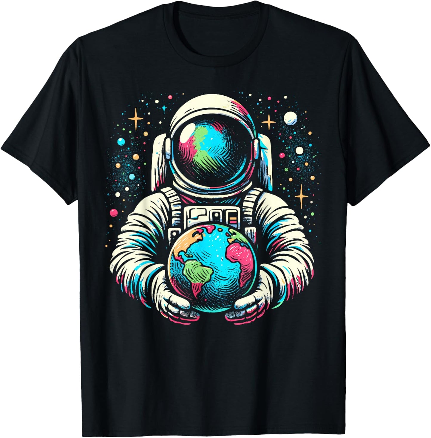Space Graphic Funny Astonaut holding Space T-Shirt - T-Shirt | Black