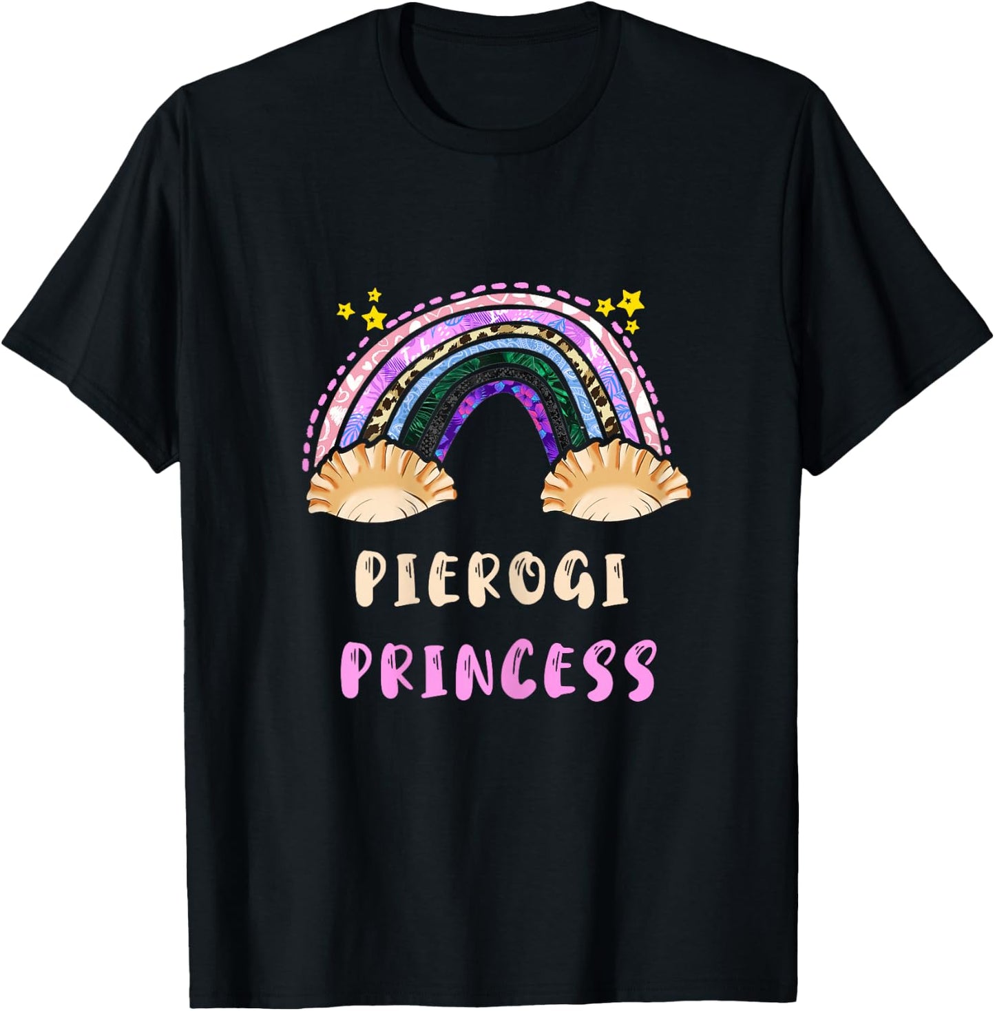 Pierogi Princess Poland Polish Food Rainbow Pierogi Dumpling T-Shirt - T-Shirt | Black