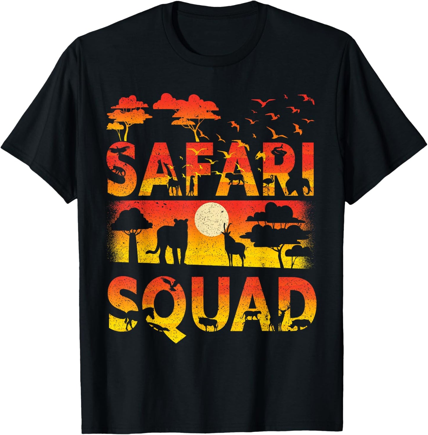 Safari Squad Zoo African Animals T-Shirt - T-Shirt | Black