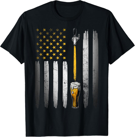 Retro USA US American Flag Beer Craft Brewer Craft Beer Men T-Shirt - T-Shirt | Black