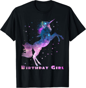 Space Unicorn Birthday Girl Galaxy Unicorn Cute Teens Kids T-Shirt - T-Shirt | Black