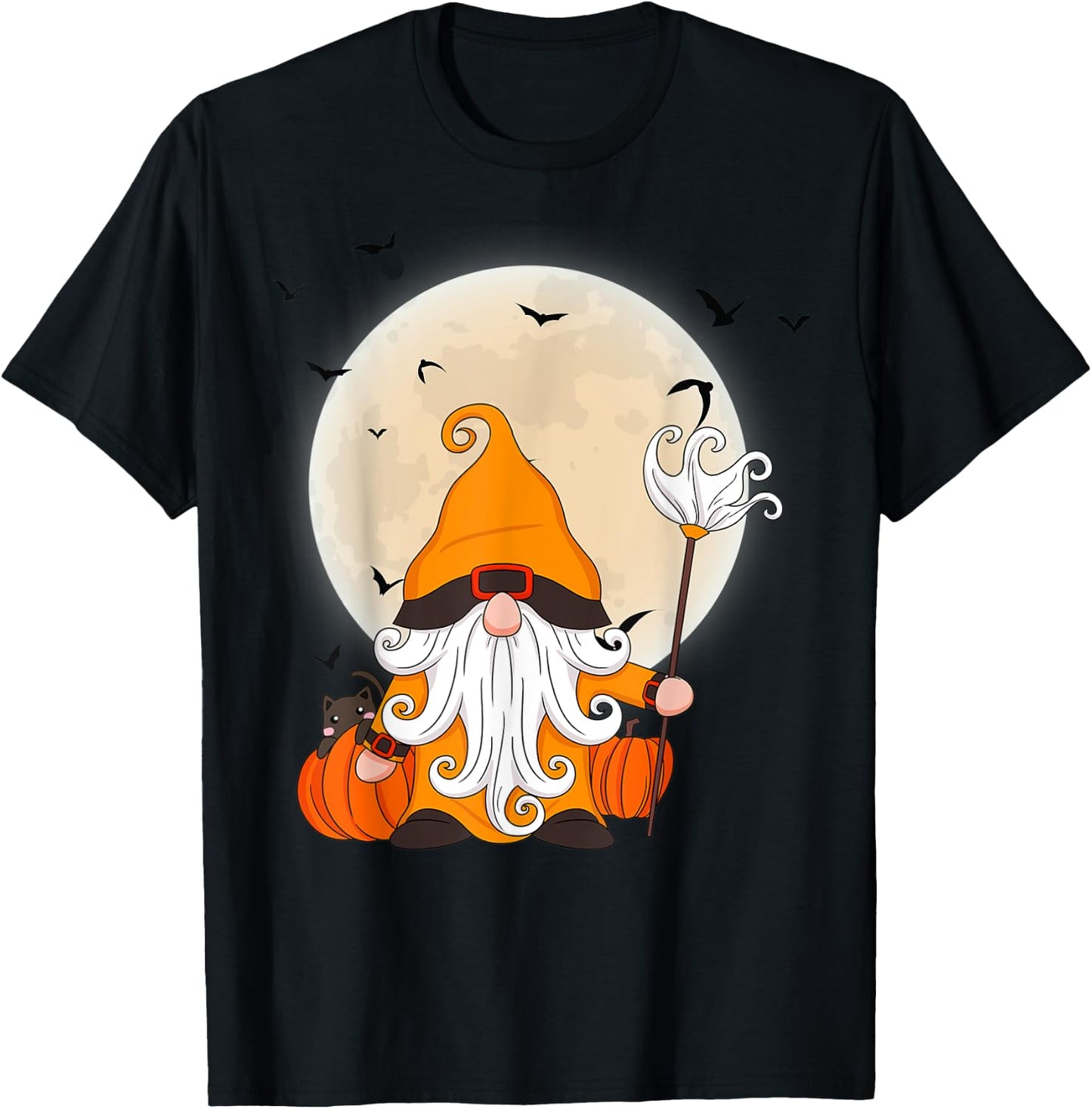 halloween cat gnome cute Gnome Halloween Costume Pumpkin Men Women Kids T-Shirt - T-Shirt | Black