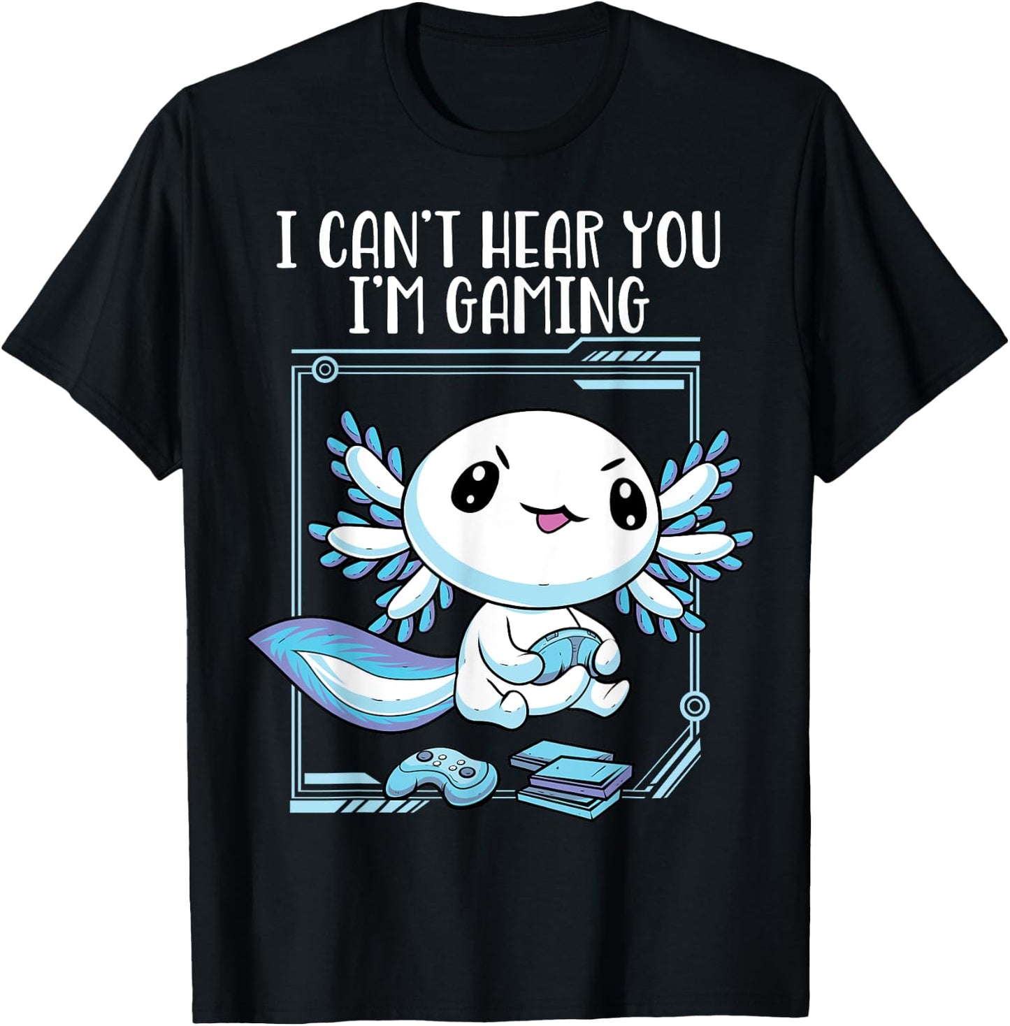 Gamer Axolotl Shirt Gamesolotl Fish Gaming Video Gamer Anime T-Shirt - T-Shirt | Black