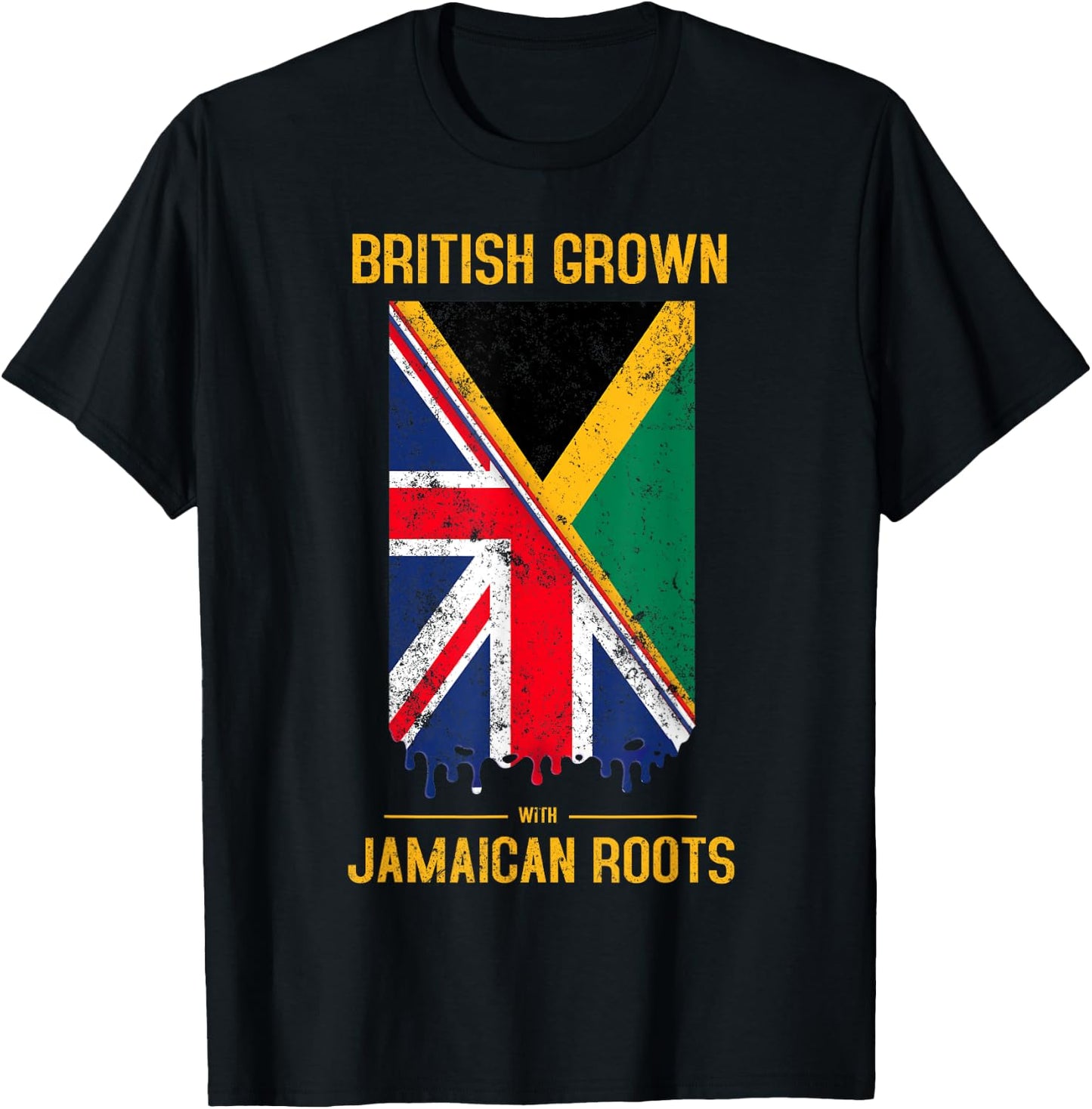 Jamaican Flag With Union Jack Design & British Caribbean T-Shirt - T-Shirt | Black