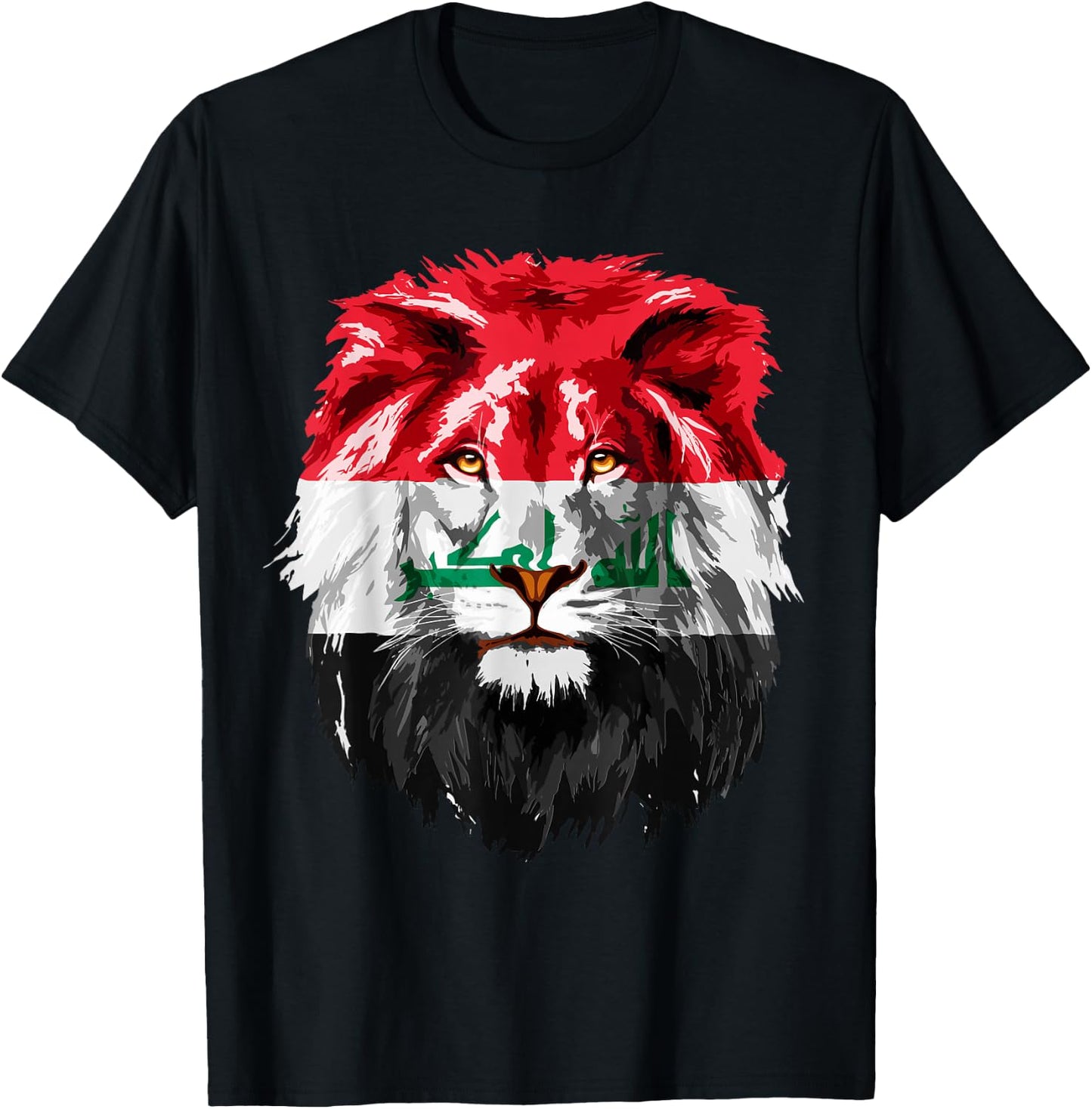 Iraqi Flag Iraq Pride Lion Face Iraq Flag T-Shirt - T-Shirt | Black