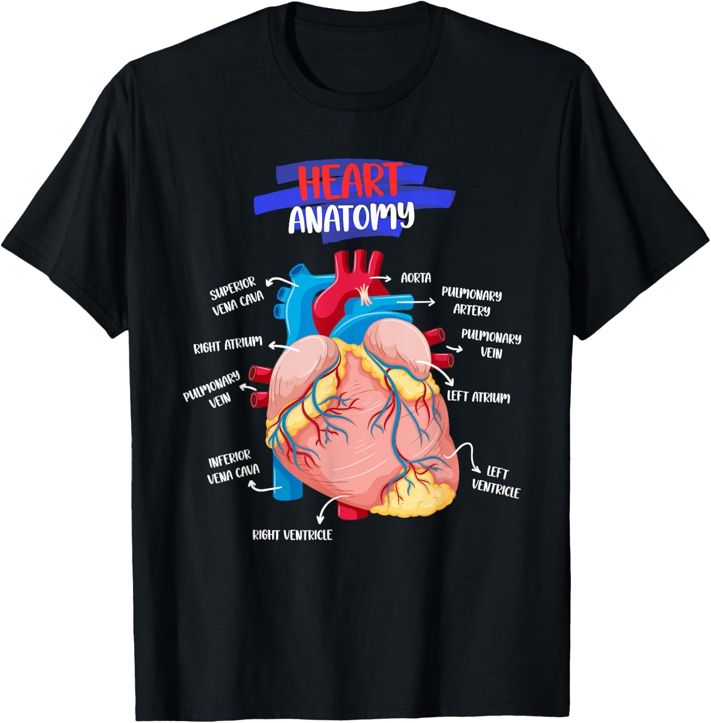 Anatomy Human Heart Anatomical Cardiac Heart Doctor Medical T-Shirt - T-Shirt | Black
