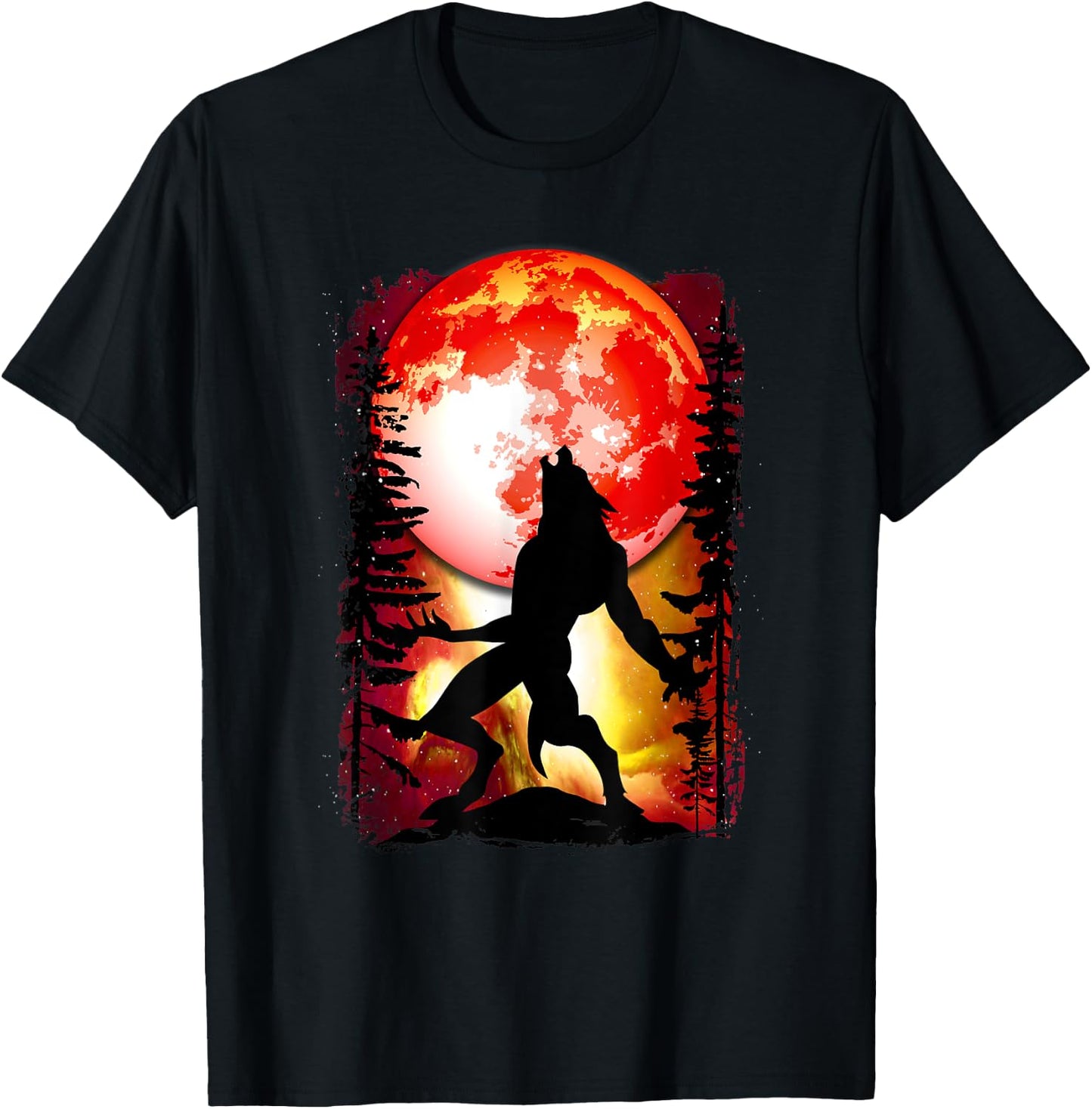 Werewolf Red Blood Full Moon Lycan Horror Halloween T-Shirt - T-Shirt | Black