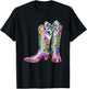 Mardi Gras Western Cowgirl Boots Coquette Bow Women Girls T-Shirt - T-Shirt | Black