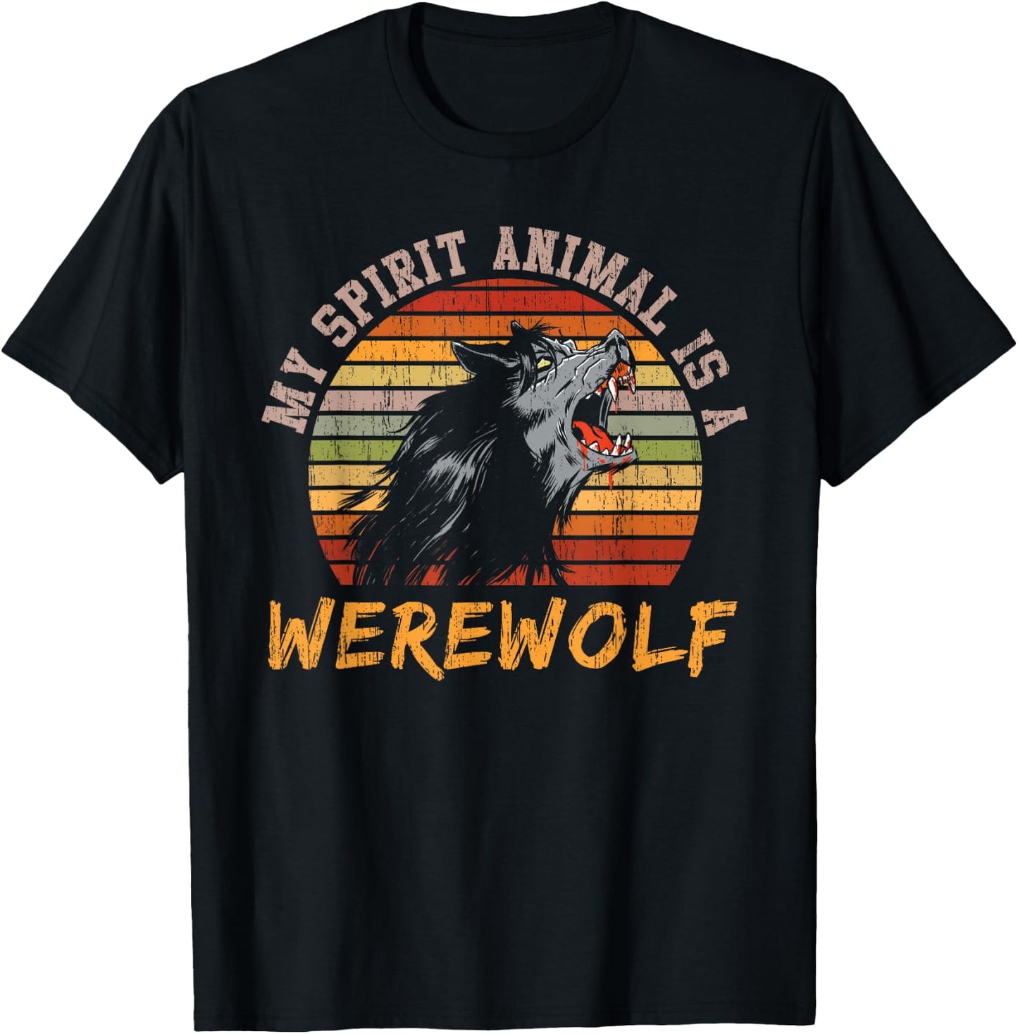 Werewolf Full Moon Vintage Werewolf T-Shirt - T-Shirt | Black