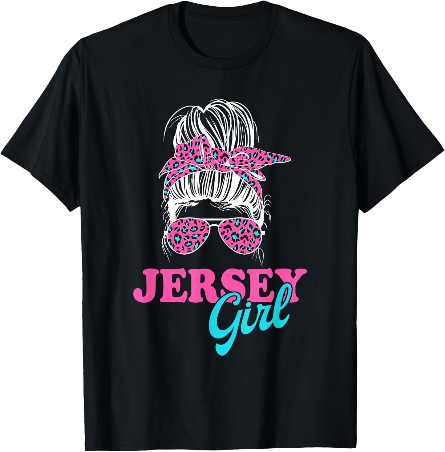 Jersey Girl Messy Bun T-Shirt - T-Shirt | Black