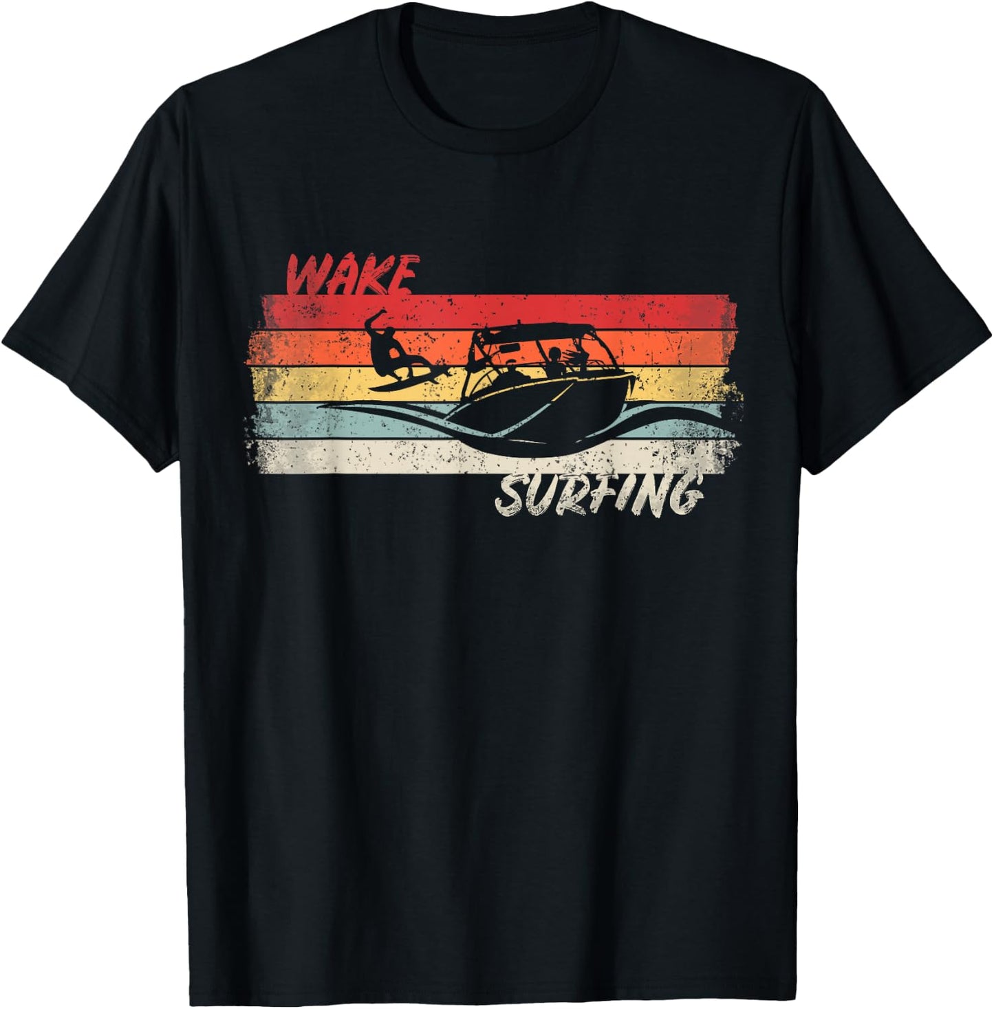 Wake Surfing Wakesurfing Boat Lake Surf T Shirt Wakesurf T-Shirt - T-Shirt | Black