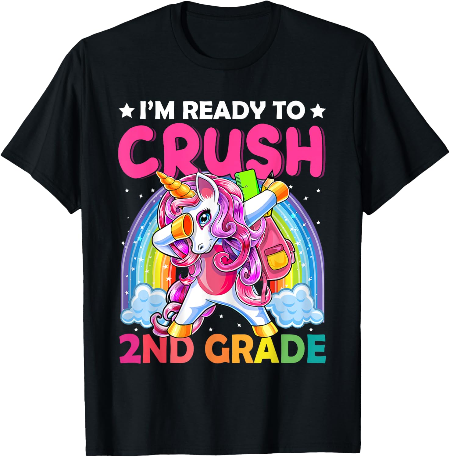 I'm Ready To Crush 2nd Grade Dabbing Unicorn Back to School T-Shirt - T-Shirt | Black
