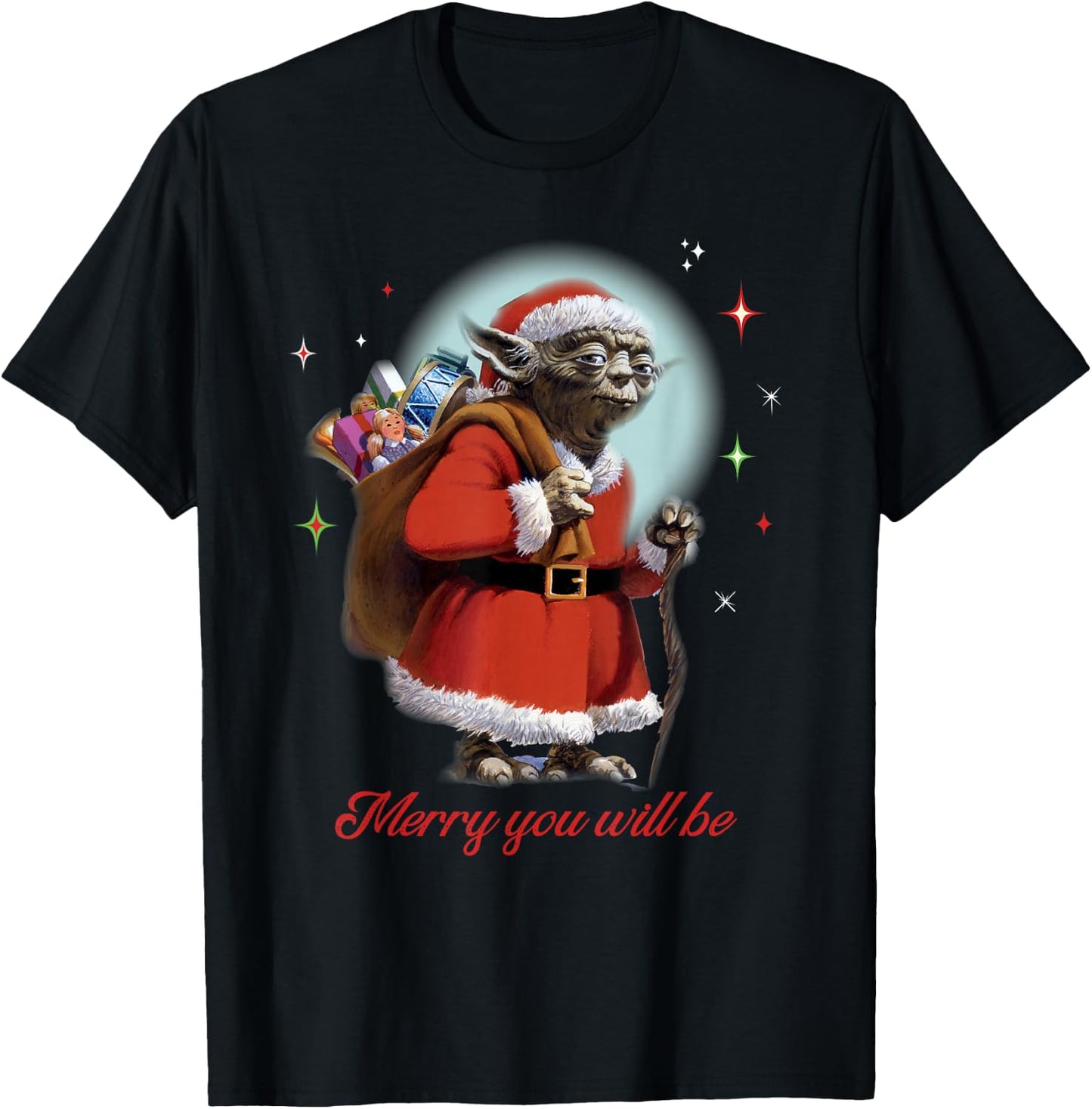 Star Wars Santa Yoda Merry You Will Be T-Shirt - T-Shirt | Black