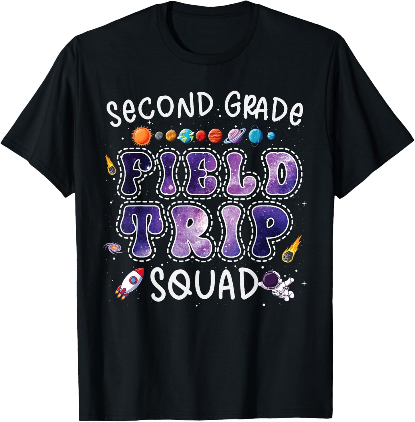 2nd Grade Space Center Field Trip Squad Teacher Student T-Shirt - T-Shirt | Black