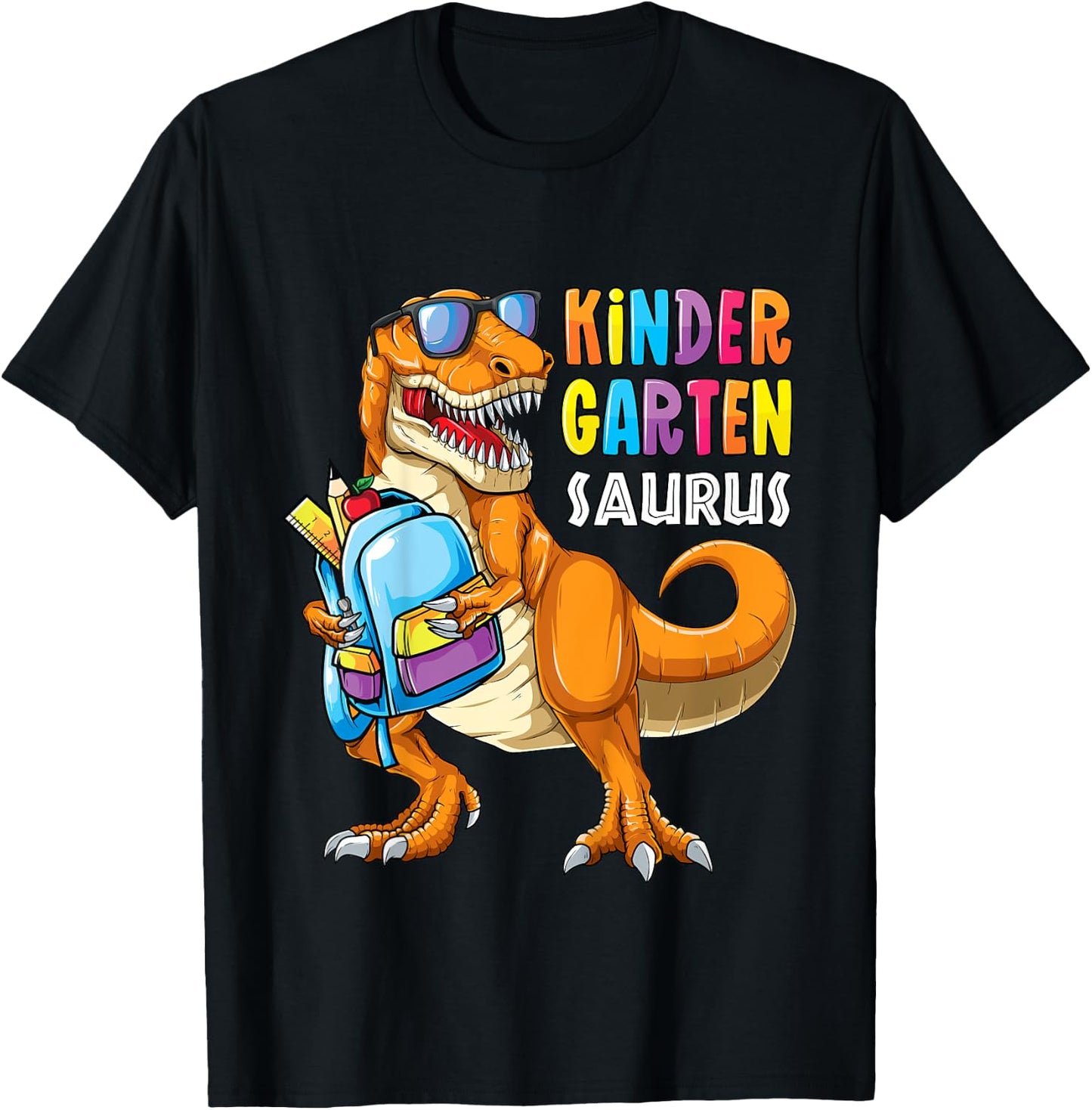 Kids First Day of Kindergarten Saurus T Rex Back to School Boys T-Shirt - T-Shirt | Black