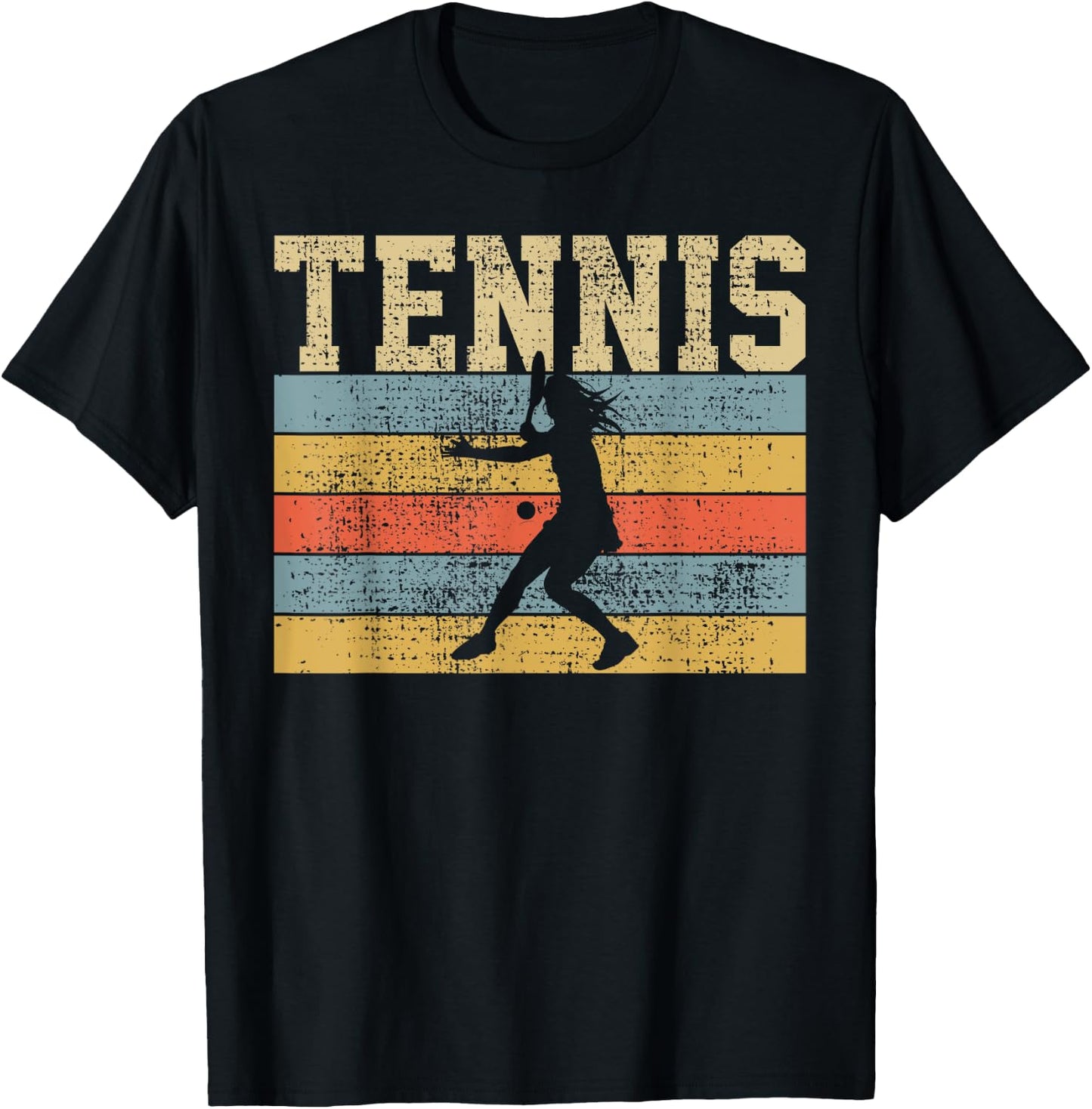 Vintage Tennis Woman Playing Gift Retro T-Shirt - T-Shirt | Black
