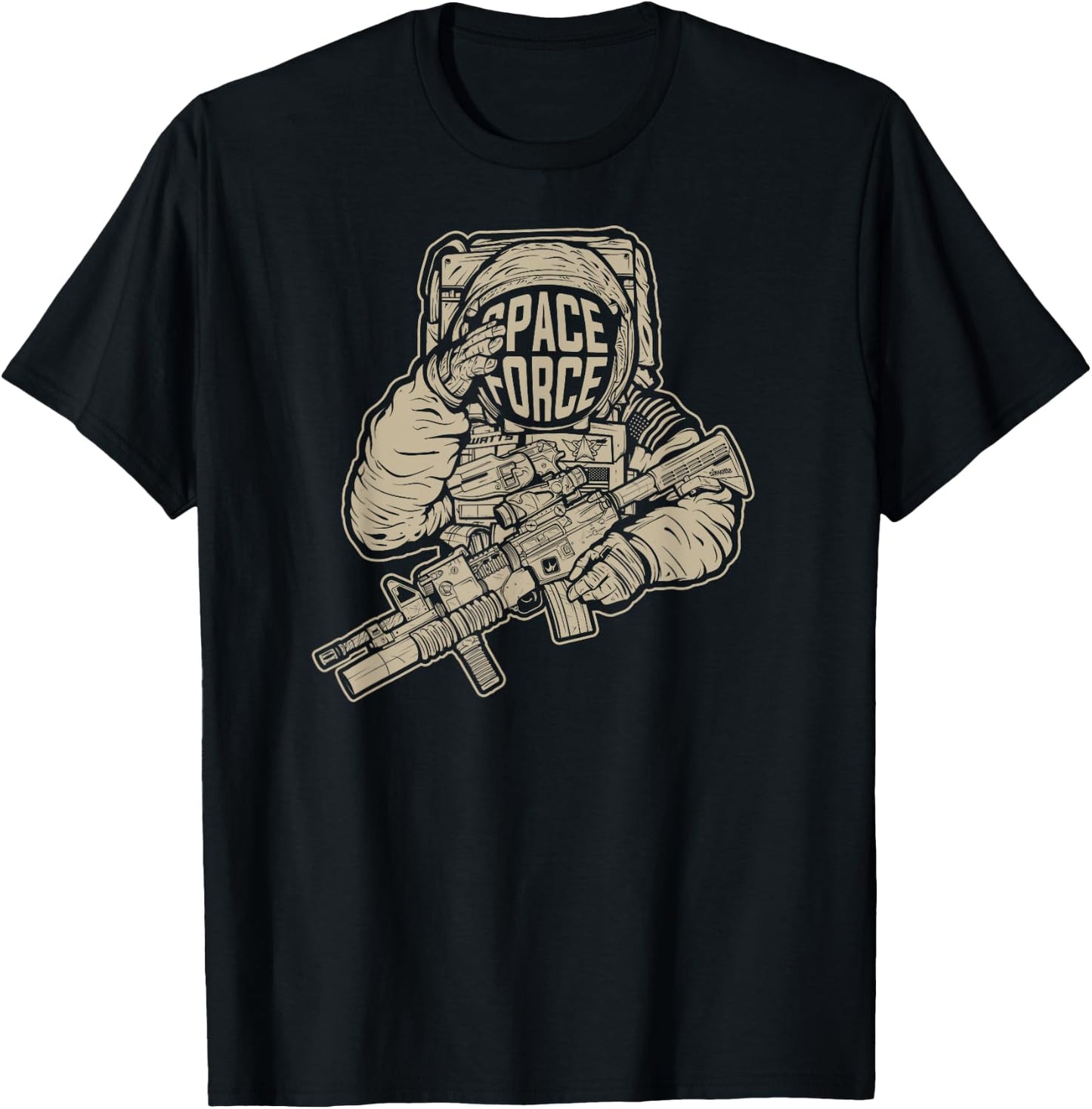 Space Force Combat Astronaut T-Shirt - T-Shirt | Black