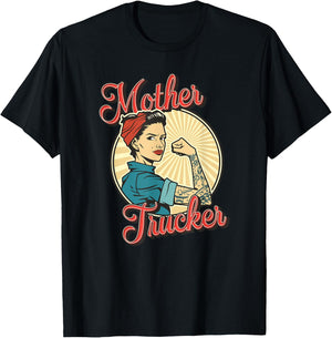 Women Truck Driver Mother Trucker T-Shirt - T-Shirt | Black