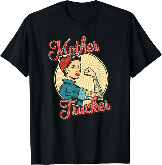Women Truck Driver Mother Trucker T-Shirt - T-Shirt | Black