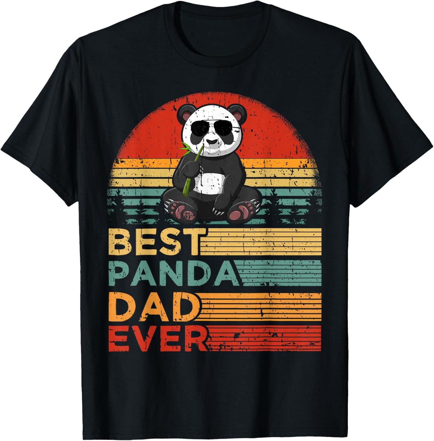 Best Panda Dad Ever Funny Vintage Panda Father's Day T-Shirt - T-Shirt | Black